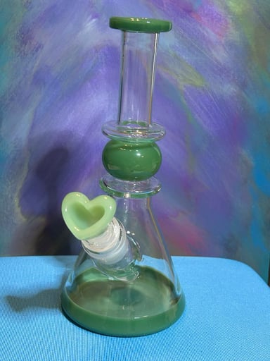 Preview pic of Glass piece with Green accents and 💚 bowl