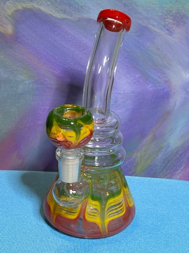 Preview pic of Glass Rasta Colored Water pipe & matching bowl
