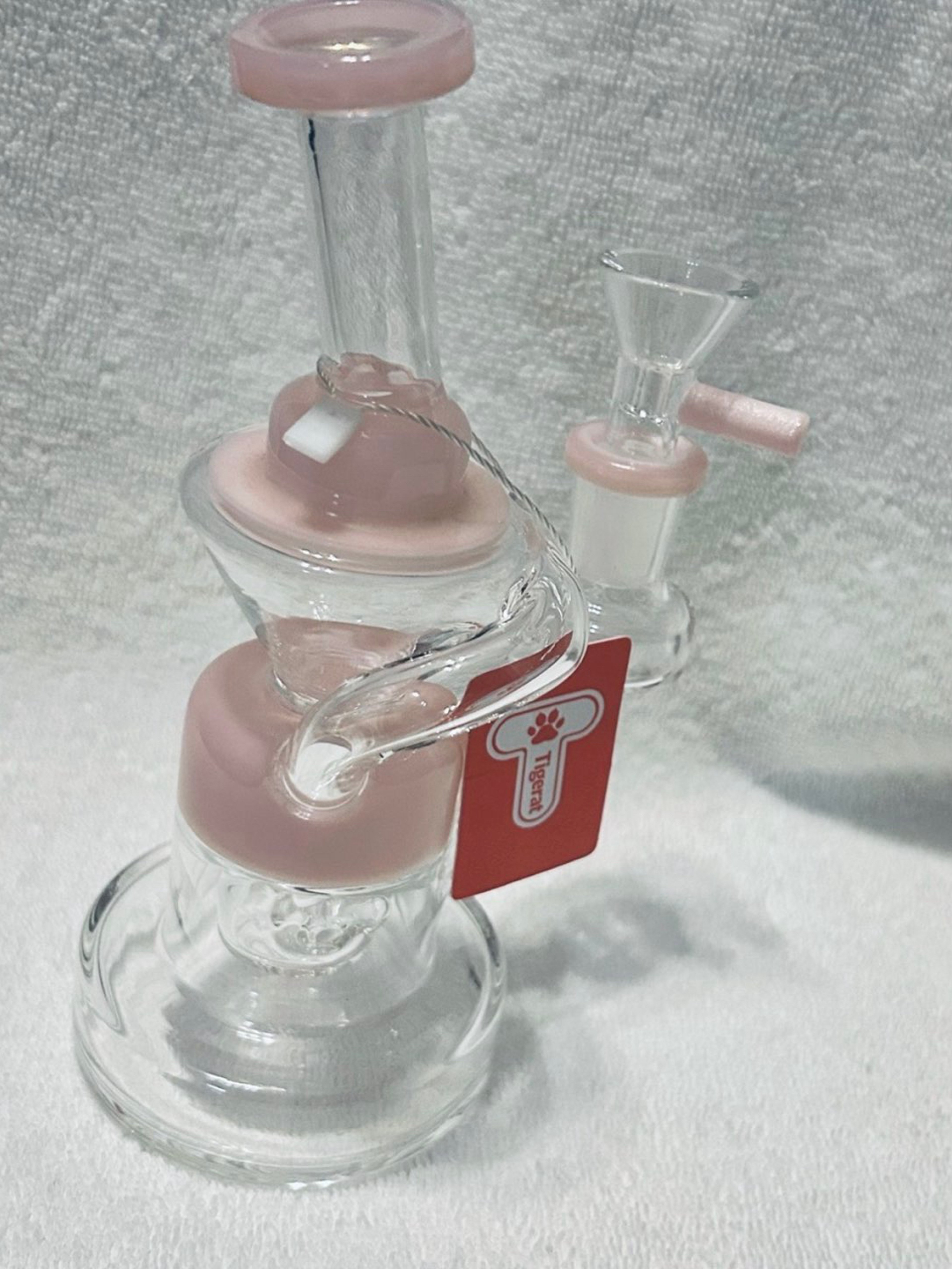 Tigerat brand glass water pipe w pink accents image 0