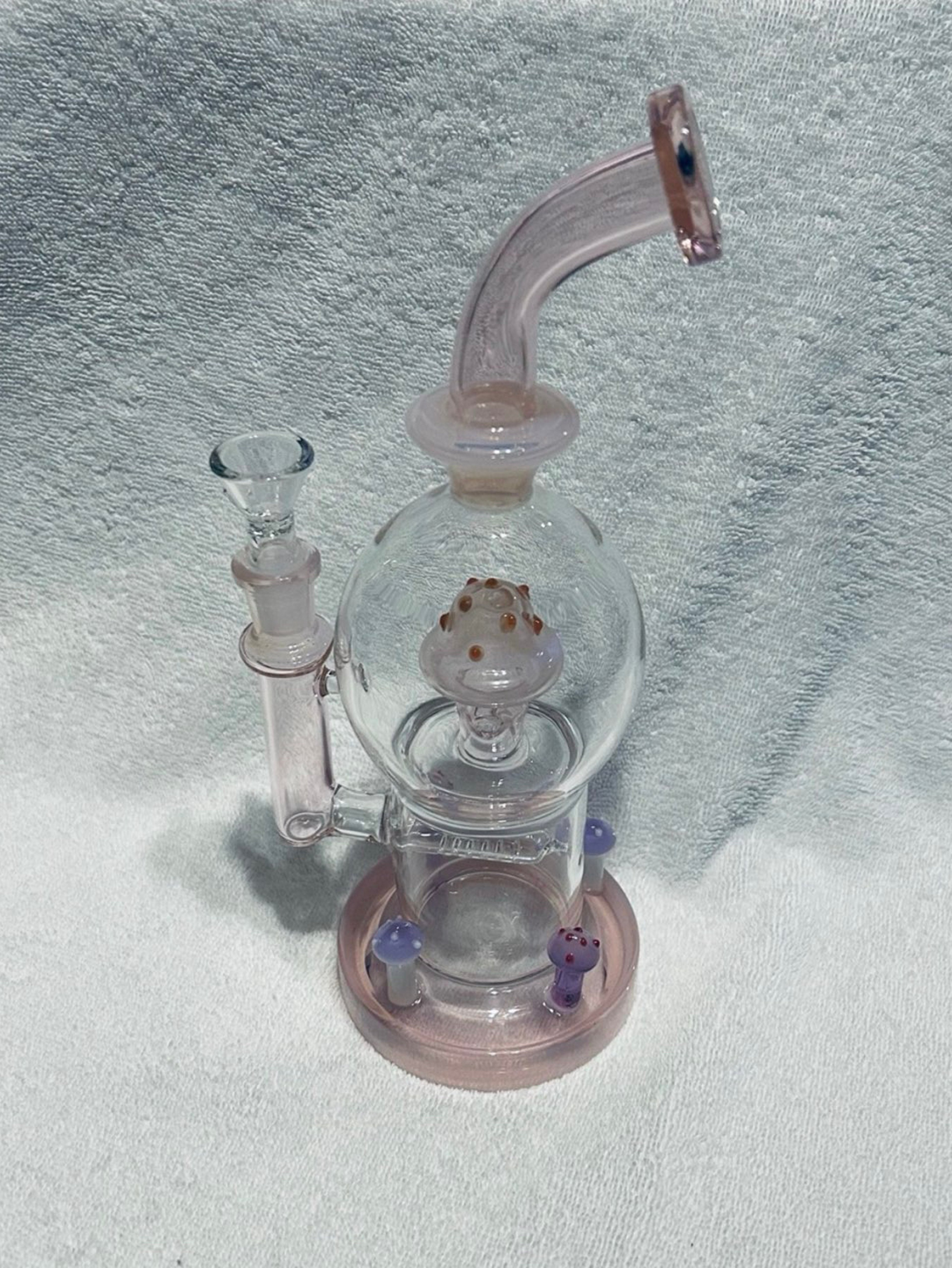 Preview pic of Glass Recycler with Pink Accents & Mushrooms