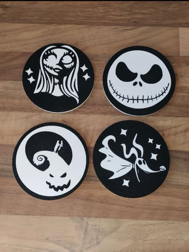 Preview pic of Nightmare Before Christmas Coaster Set with Holder (Glow in the Dark Option)