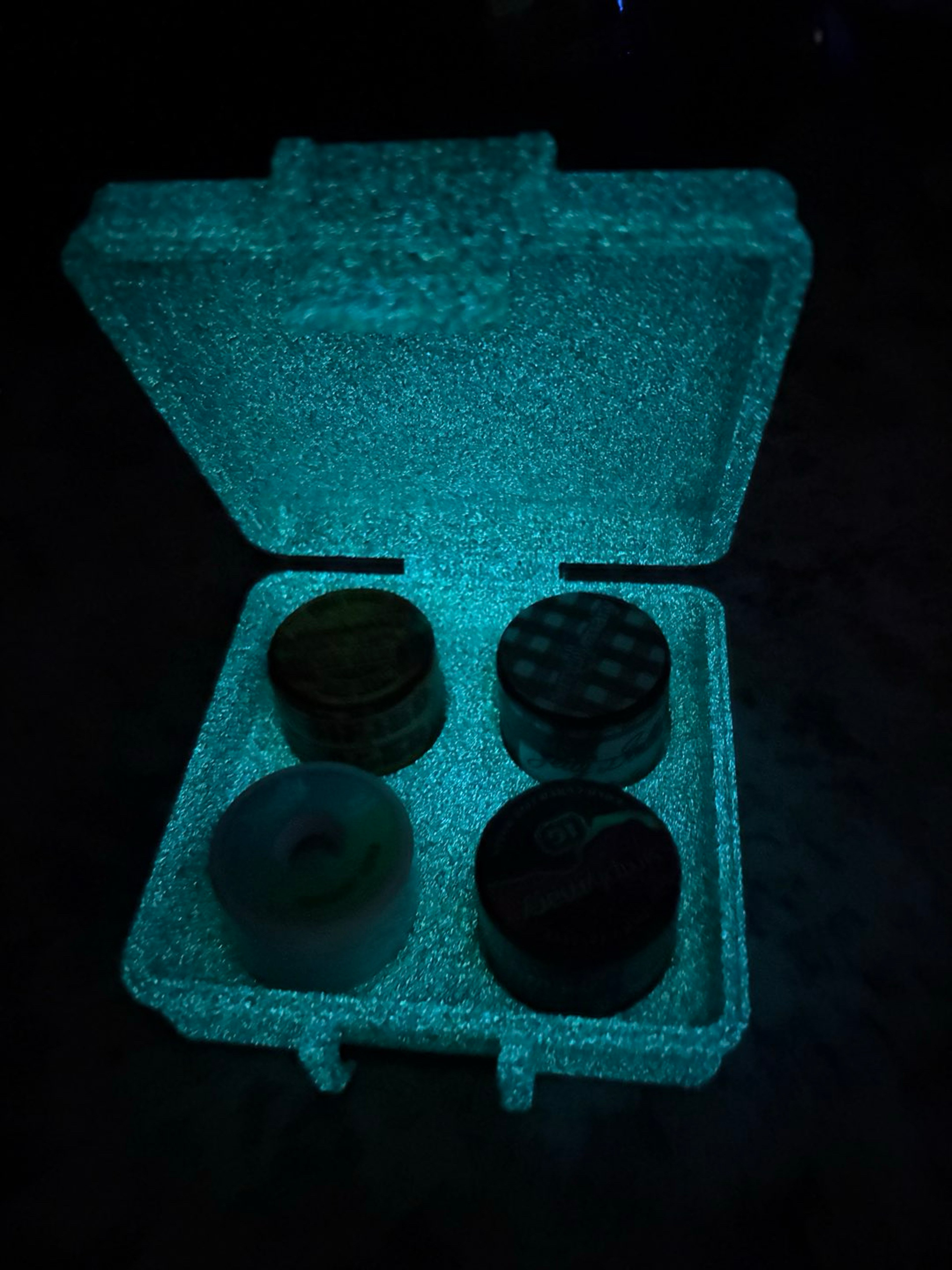 Preview pic of Secure Terp Vault - 4pc Rosin Jar Travel Case (Glow in Dark Black)