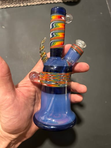 Preview pic of PeeTwiceGlass 10mm Rainbow and Blue Dichro Tube Rig