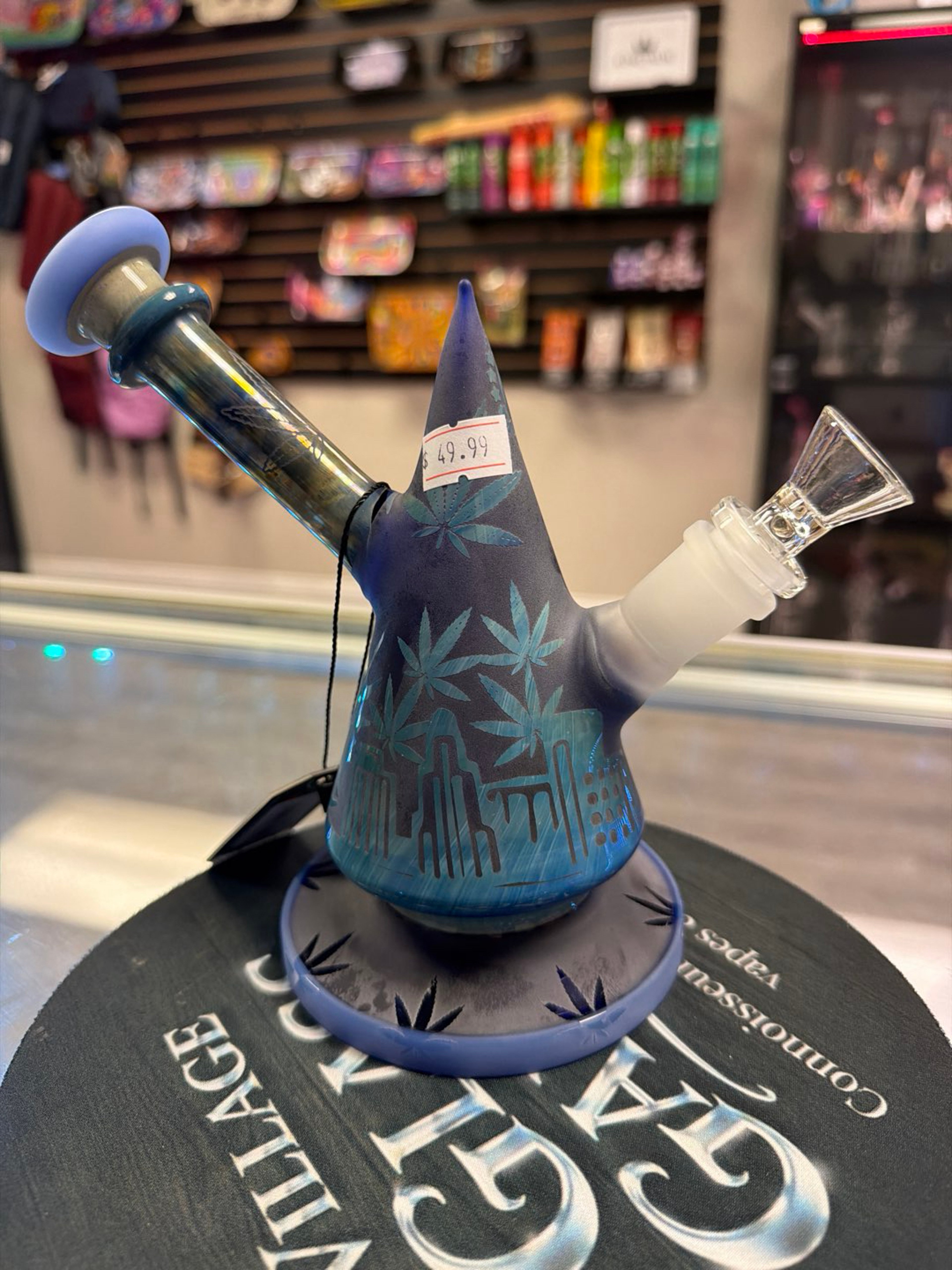 7" Etched Cone Water Pipe image 0