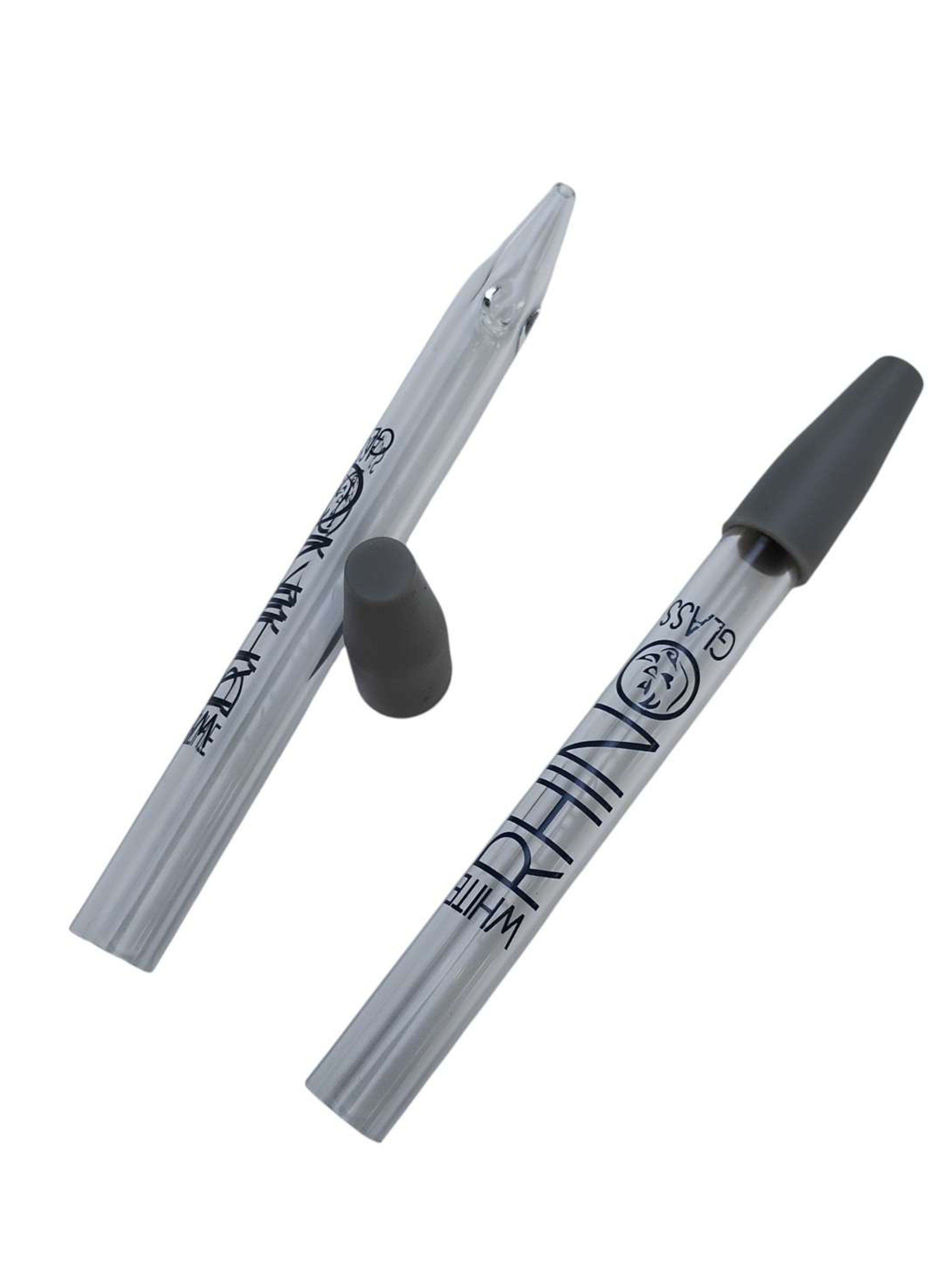 2 Pack White Rhino Quartz Glass Nectar Collector Straw Grey Cap image 0