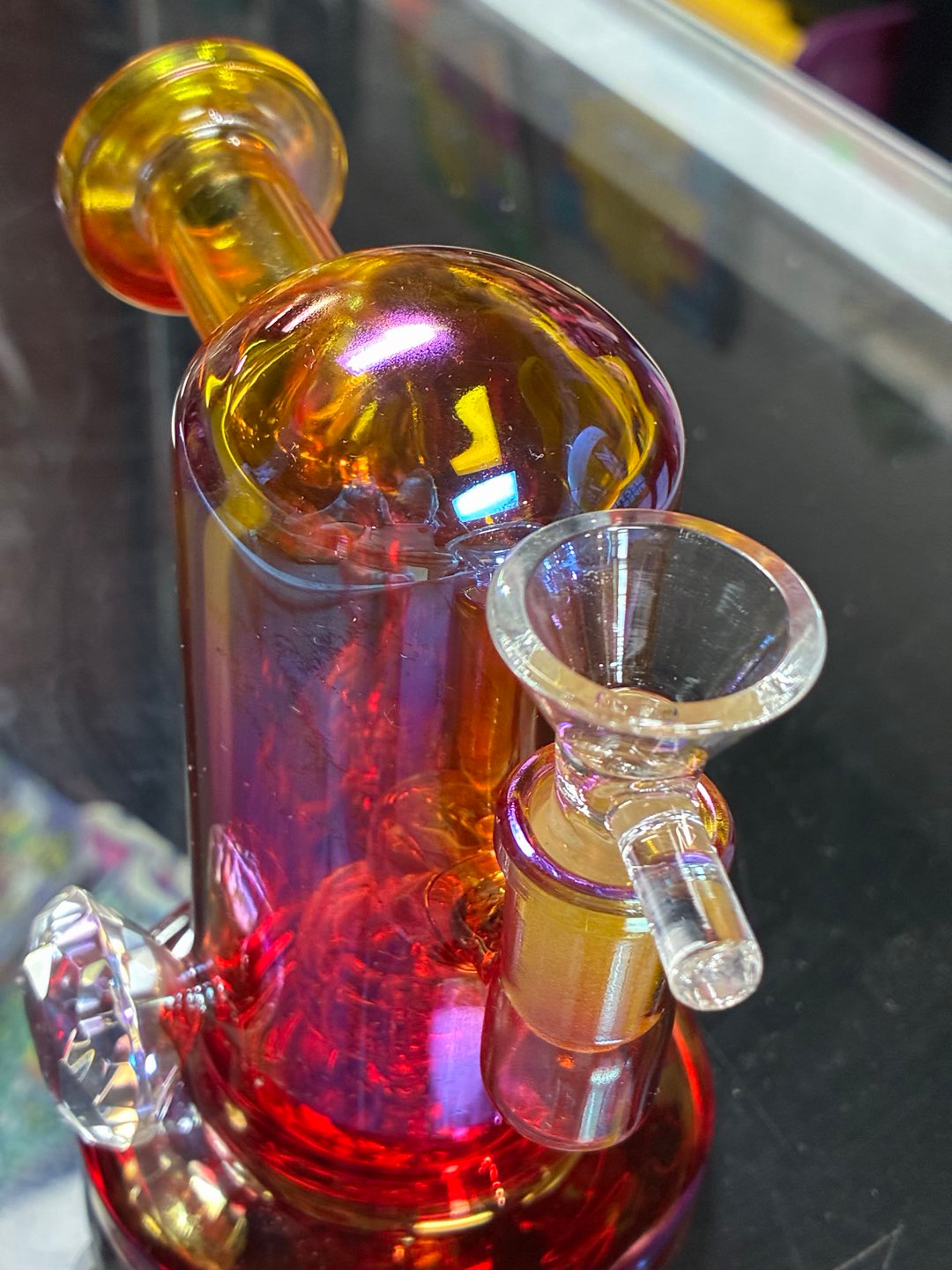Preview pic of Sunset Fade Mini Glass Water Pipe RED$yellow