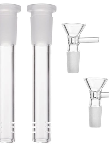 Preview pic of 2-Pack 4.5'' 14mm Glass Downstem and 14mm Male Bowl for Water Pipe Glass Bong
