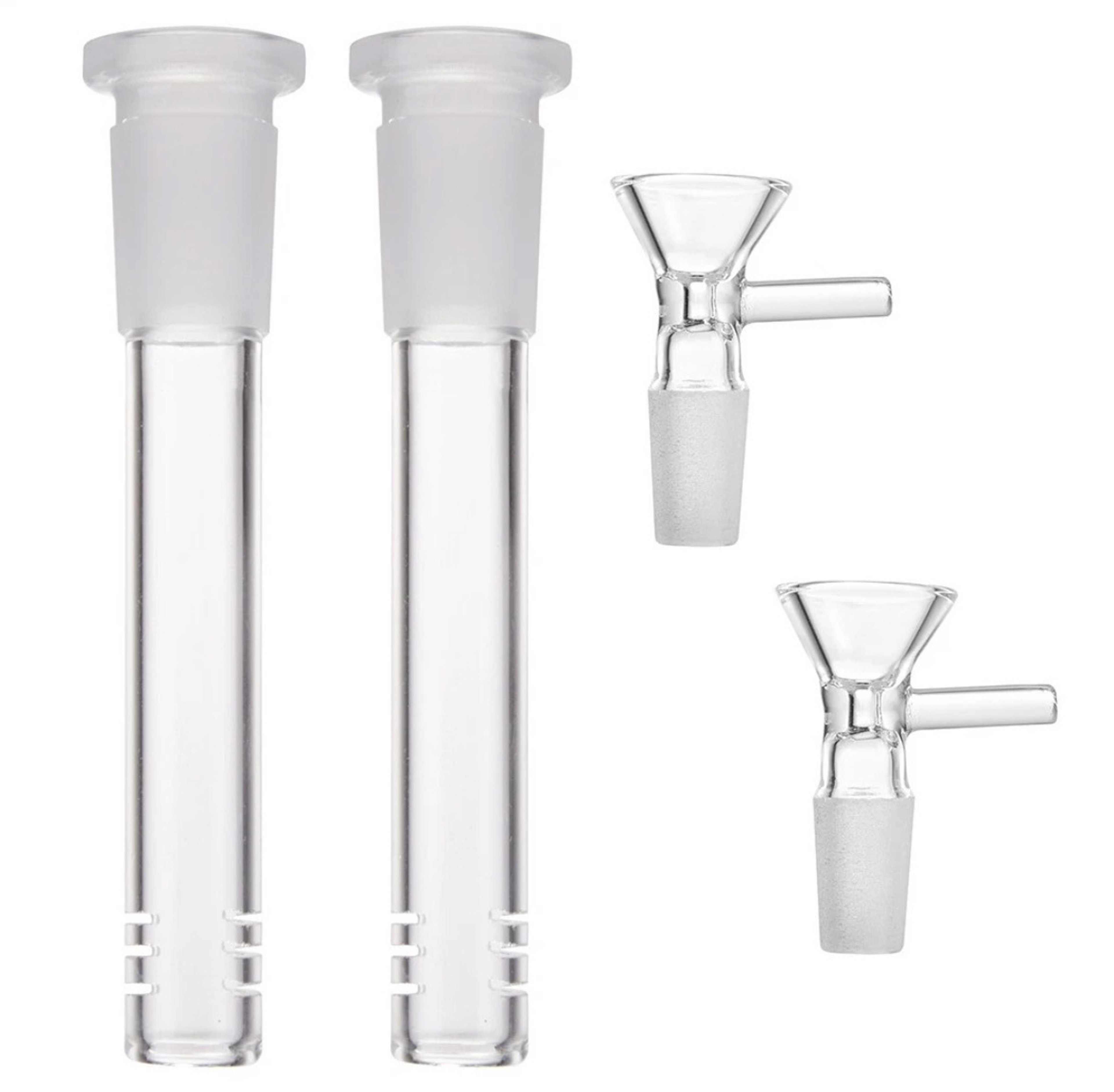 Preview pic of 2-Pack 4.5'' 14mm Glass Downstem and 14mm Male Bowl for Water Pipe Glass Bong