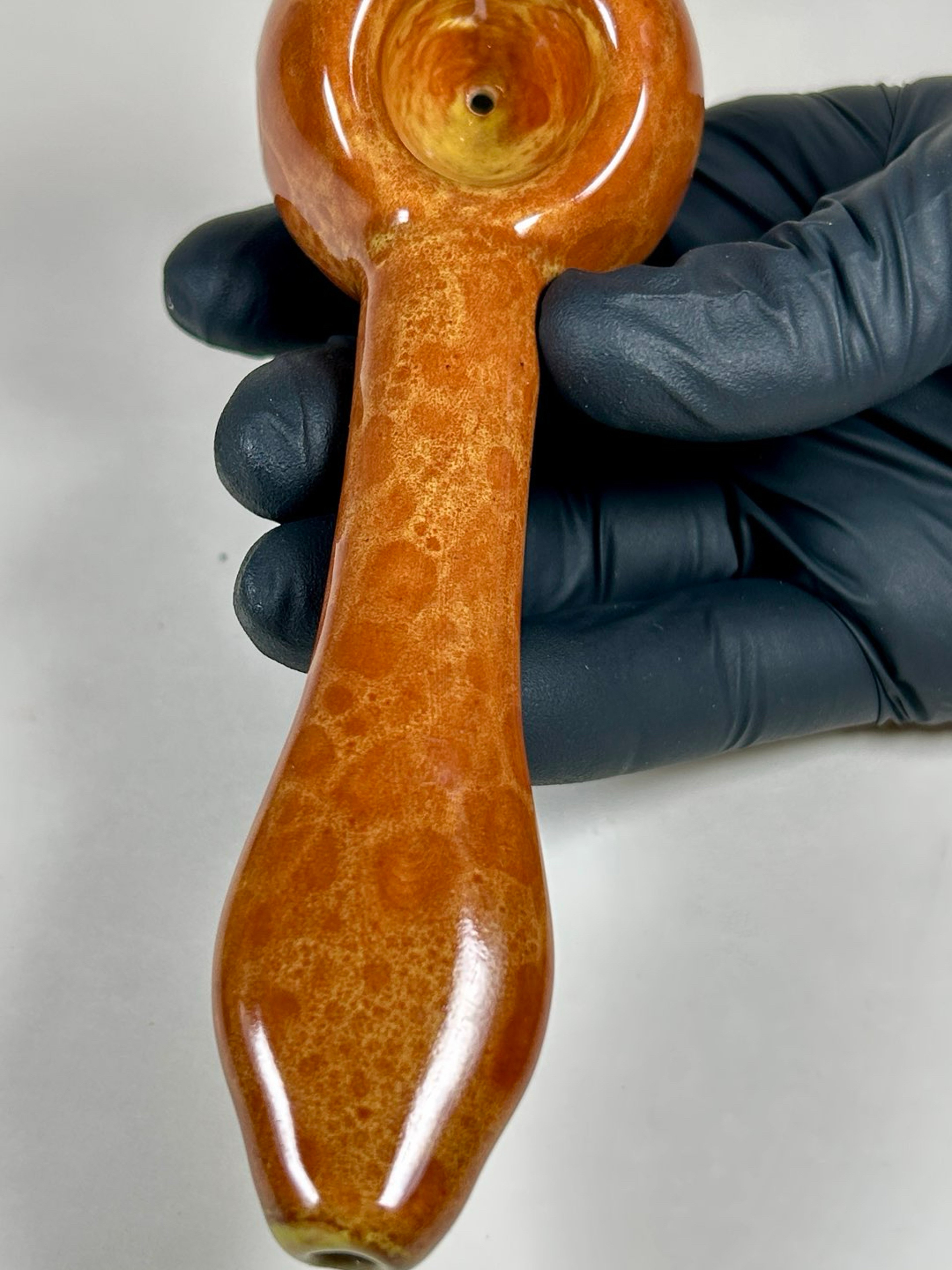 Preview pic of Spoon Pipe - 6.25 Inches - Ceramic - Brown and Yellow - FREE SHIPPING!!!