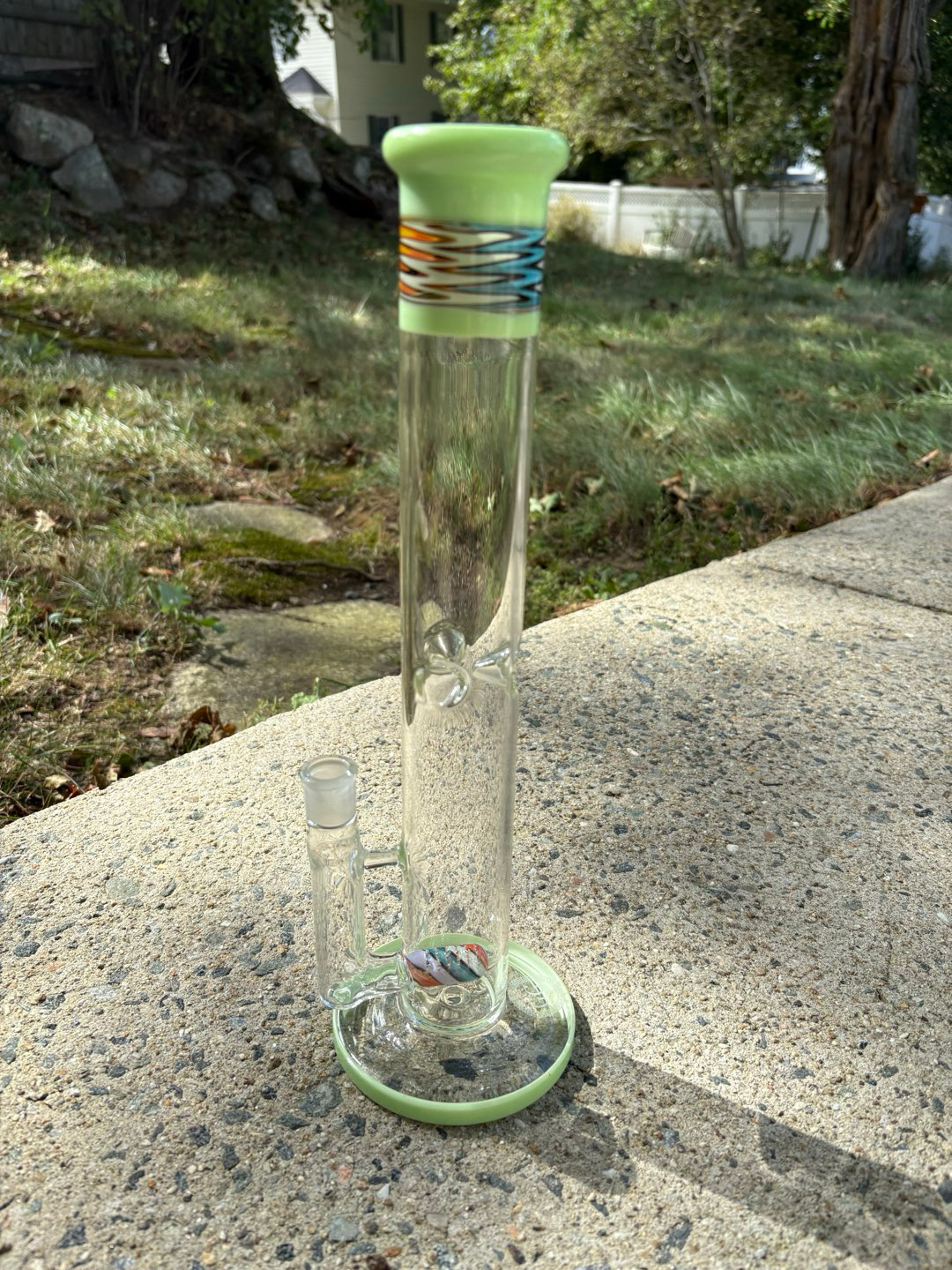 Preview pic of Wigwag straight tube Greek glass piece 14mm
