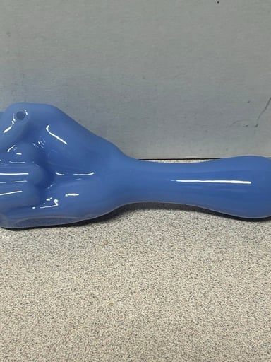 Preview pic of Blue Glass “Fist” Hand pipe