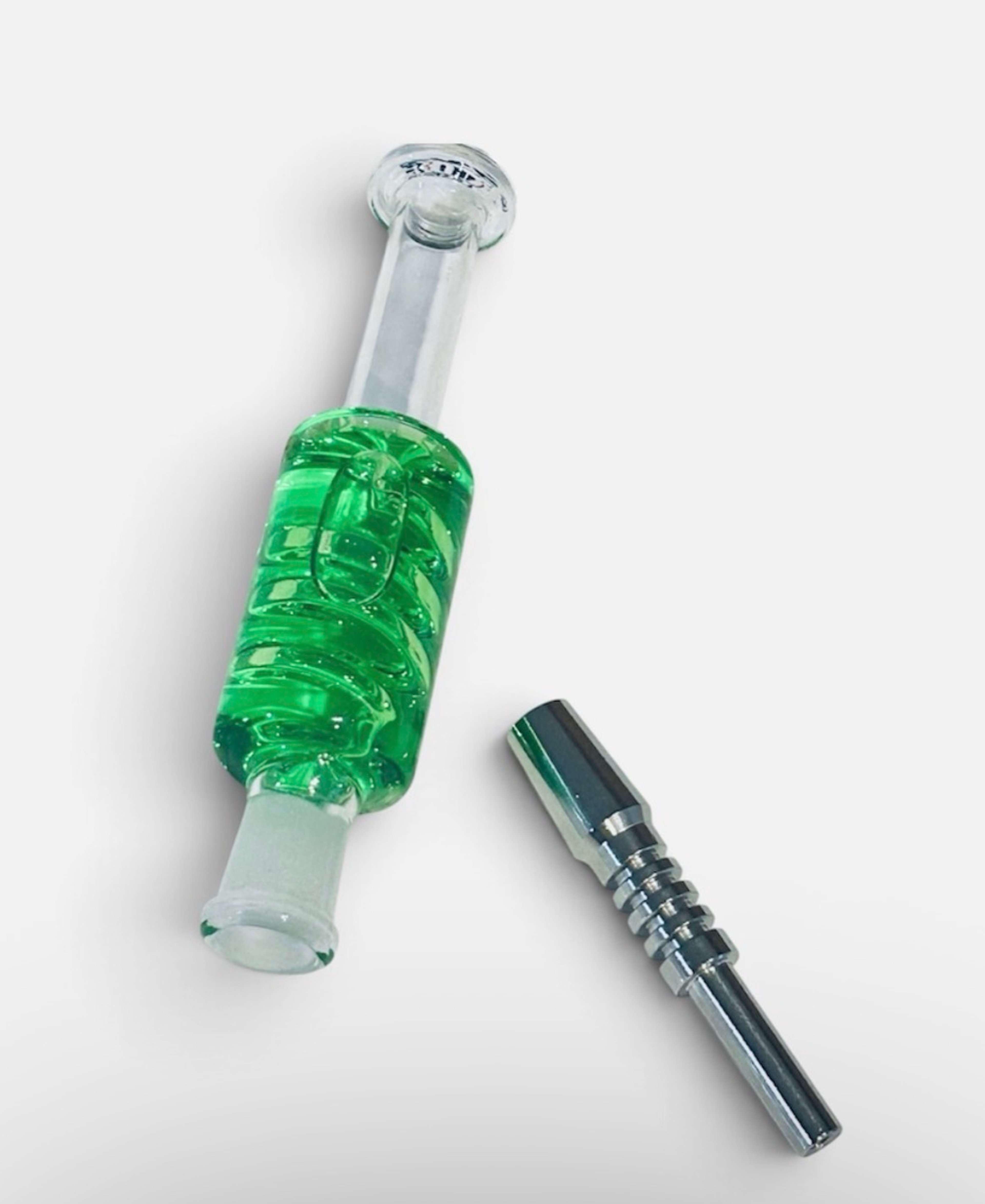 Preview pic of Sturdy green glass glycerin filled Nectar Collector
