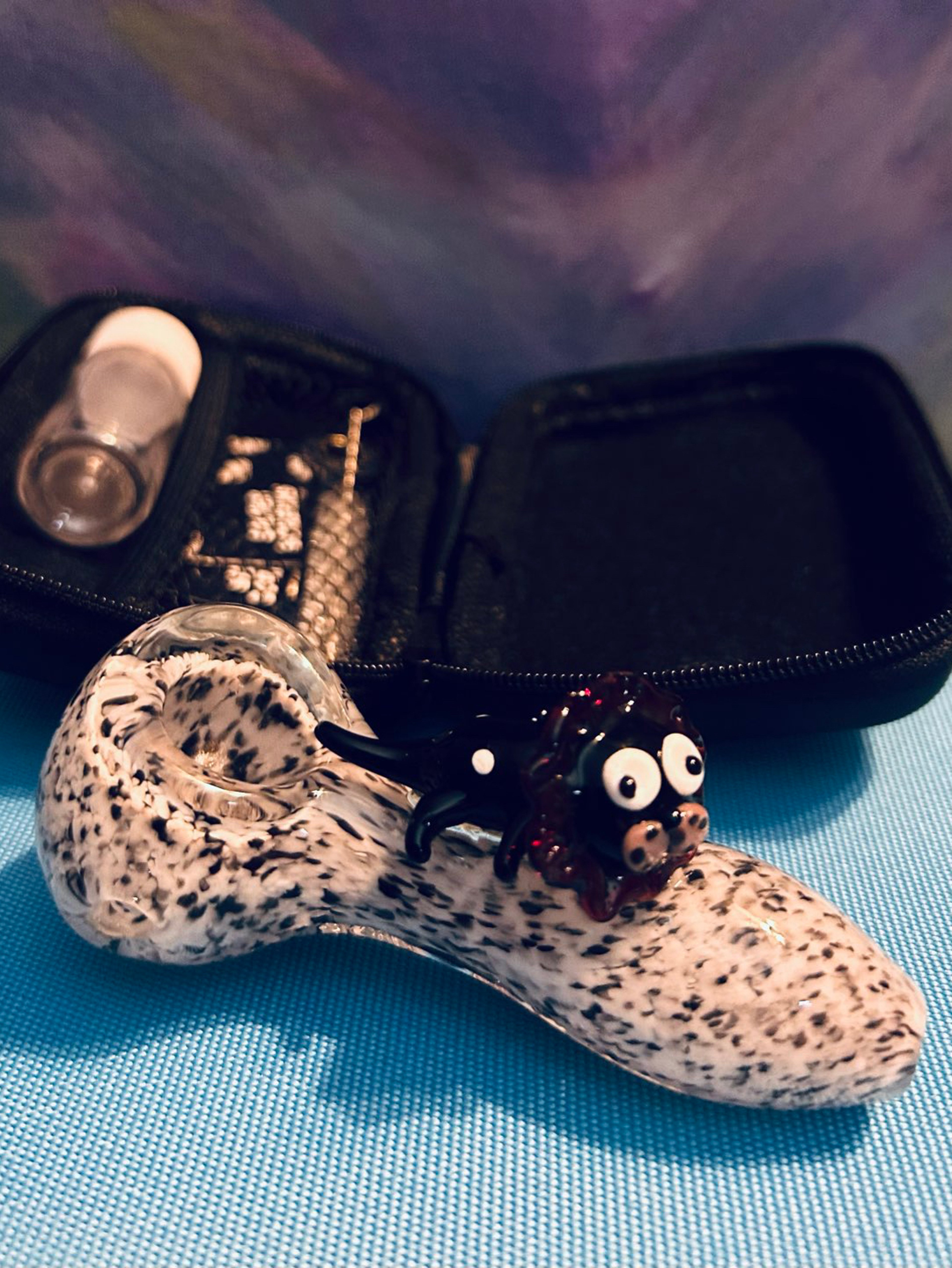 Preview pic of Unique animal glass hand pipe w case