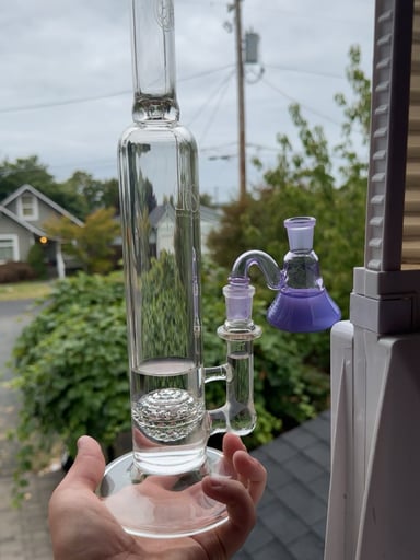 Preview pic of Seed Of Life 14 inch 14mm Straight Tube Bong and Purple Pulsar Dry Catcher