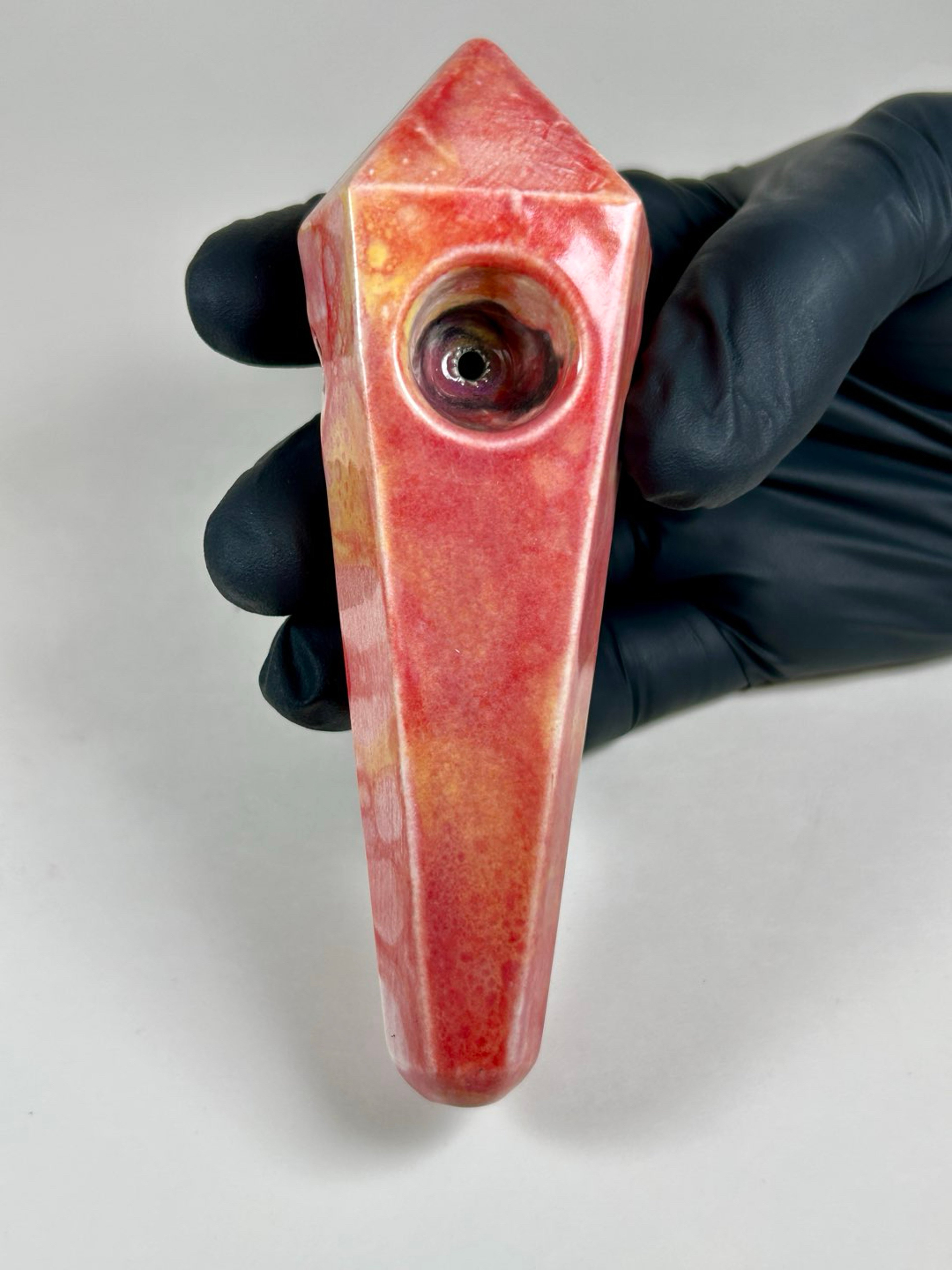 Preview pic of Diamond Pipe - 5 Inches - Ceramic - Purple, Red and Yellow - FREE SHIPPING!!!
