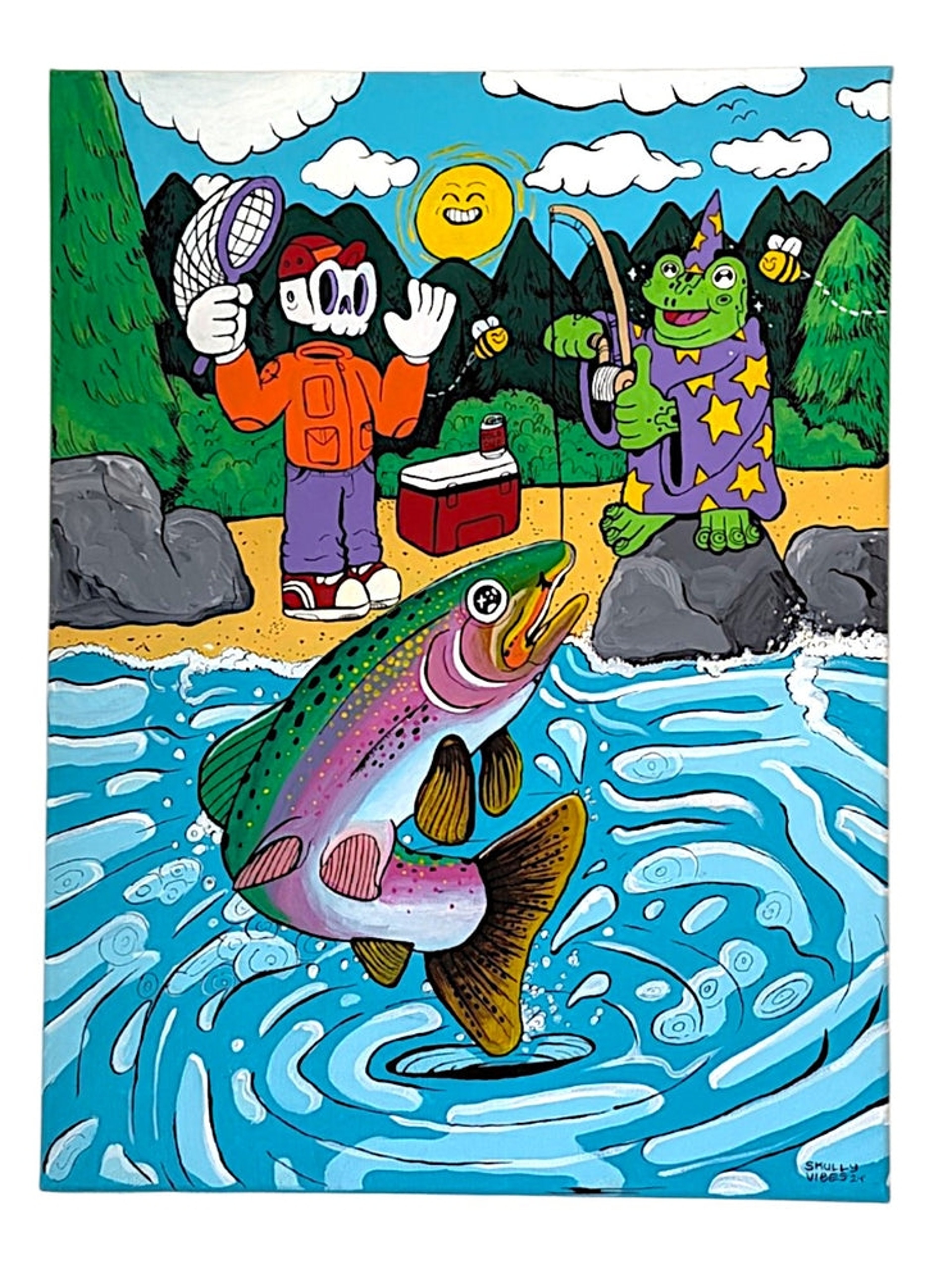 Preview pic of Skully Vibes "Down by the River" Original on Canvas