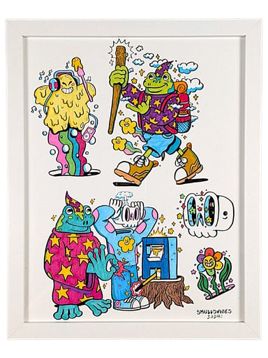 Preview pic of Skully Vibes "Wizard Press" Original on Paper