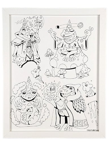 Preview pic of Skully Vibes "Froggy Wizards" Original on Paper