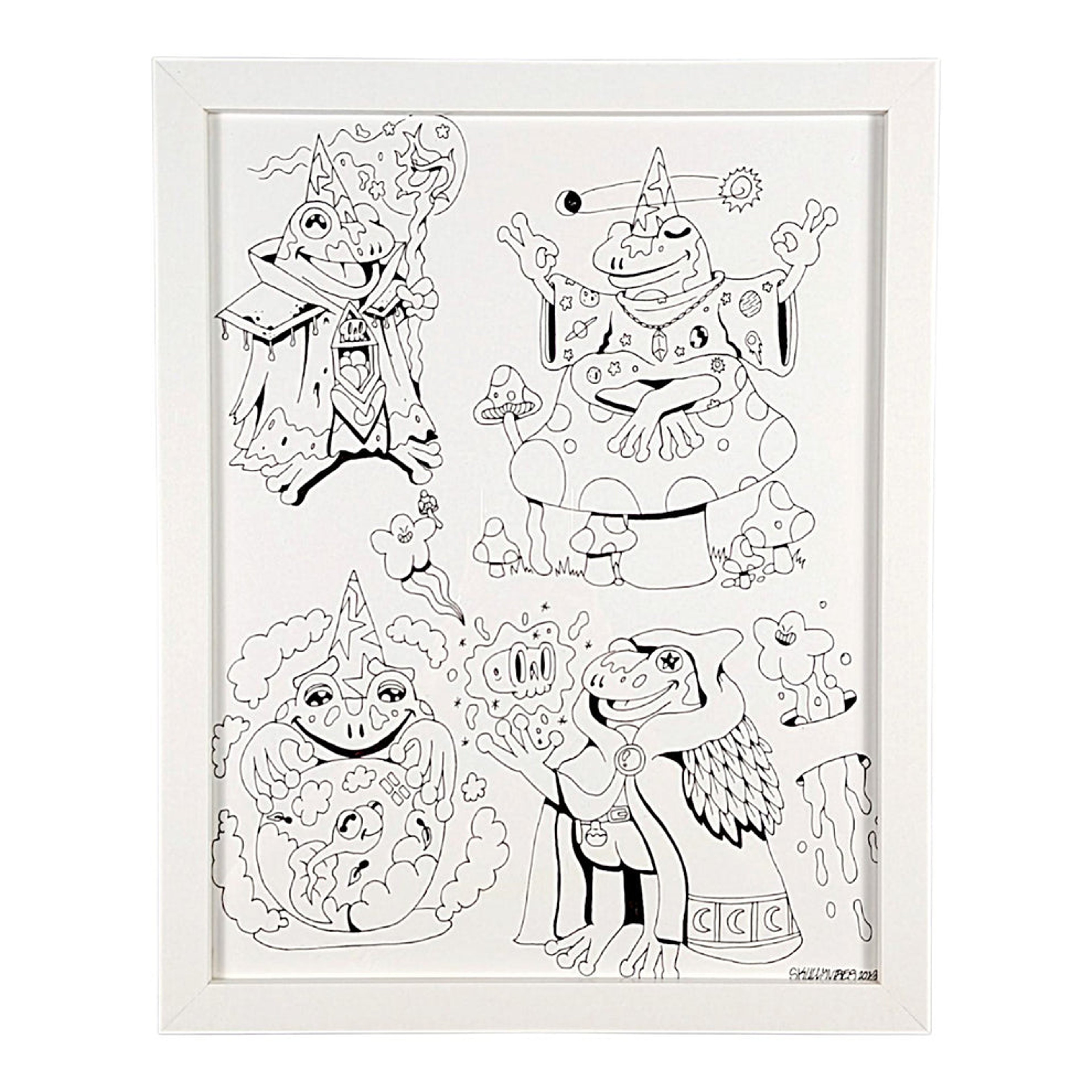 Preview pic of Skully Vibes "Froggy Wizards" Original on Paper