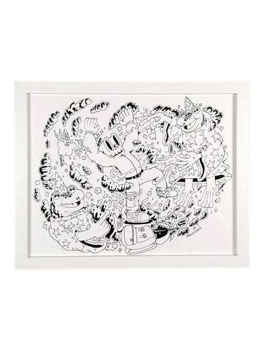 Preview pic of Skully Vibes "First Meeting" Original on Paper