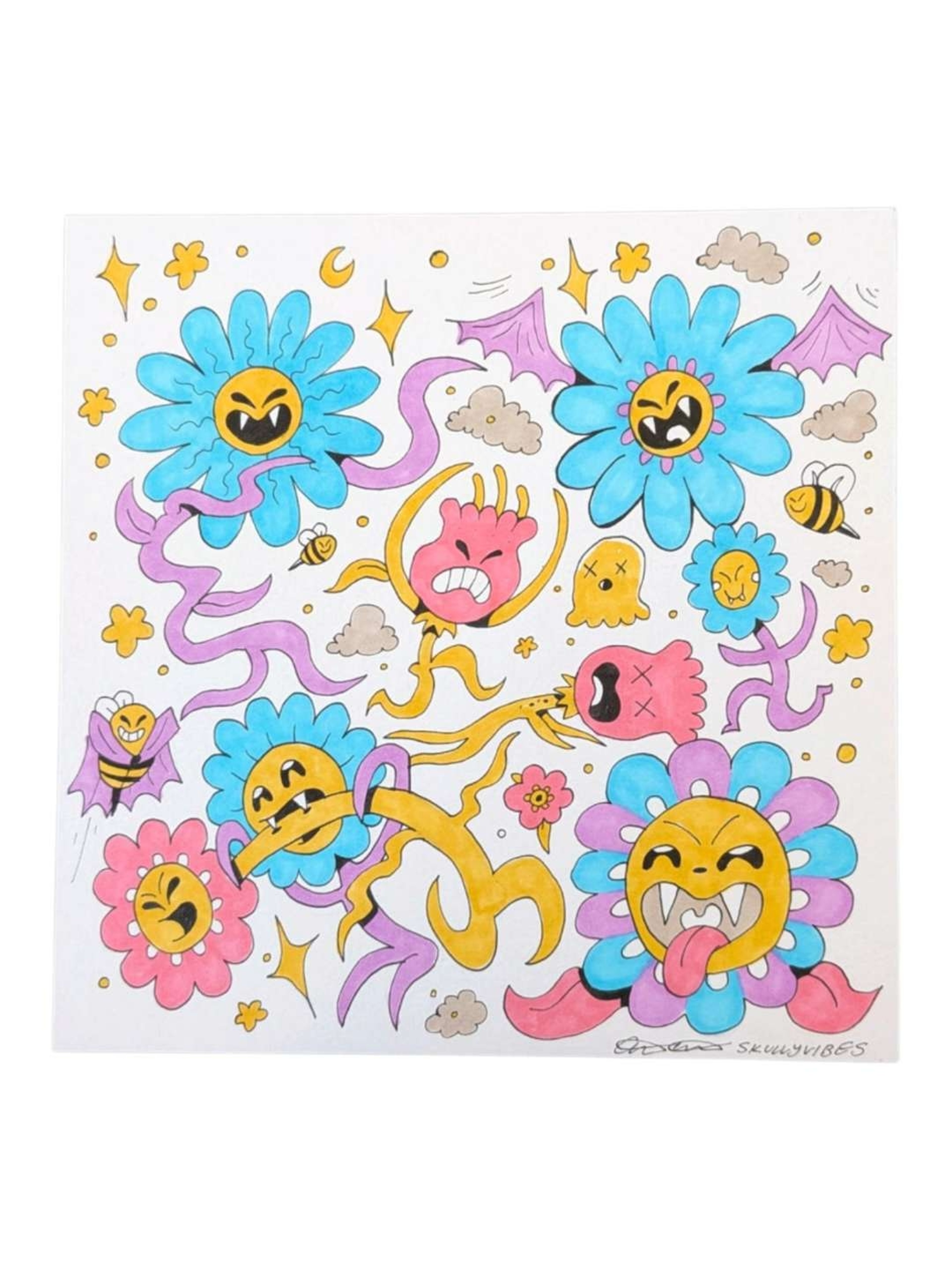 Preview pic of Skully Vibes "Vampire Flowers" Original on Paper