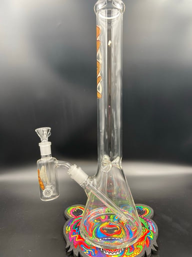 Preview pic of MAV Glass 18" x 5mm Woodgrain Slab Beaker Bong + Ash Catcher Combo
