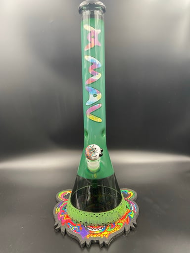Preview pic of Mav 18" Color Float Beaker Bong Forest Green Tie-Dye Match Limited Edition
