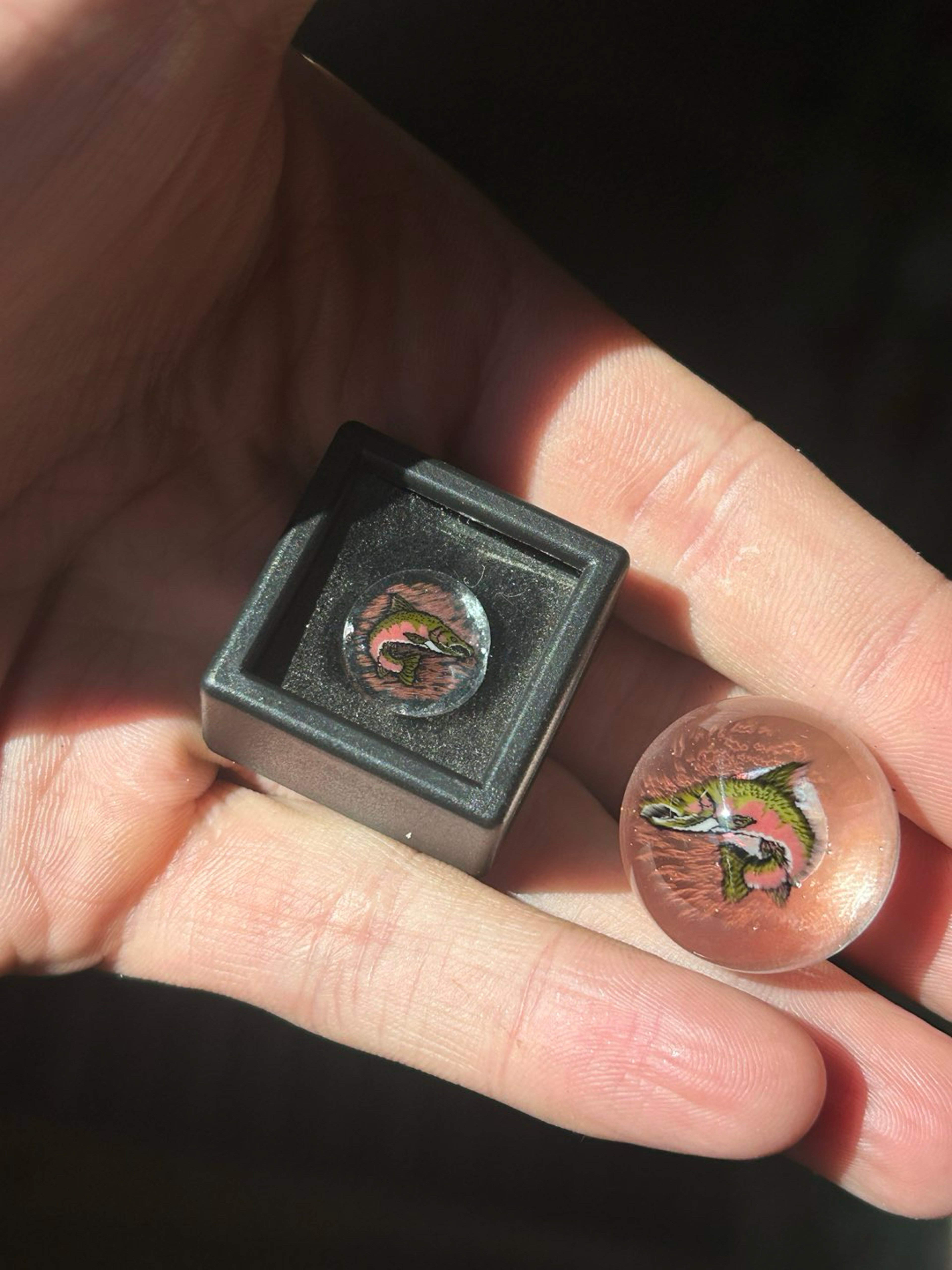 Preview pic of Salmon murrine marble and coin