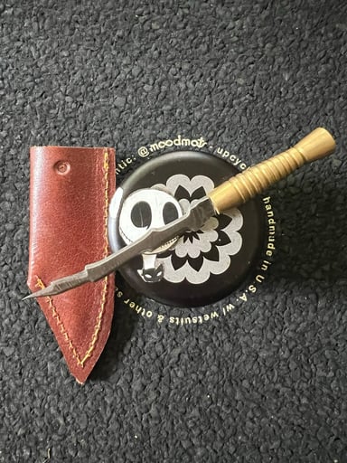 Preview pic of Magnetic Lightning Strike Damascus Sword Dabber and Poker