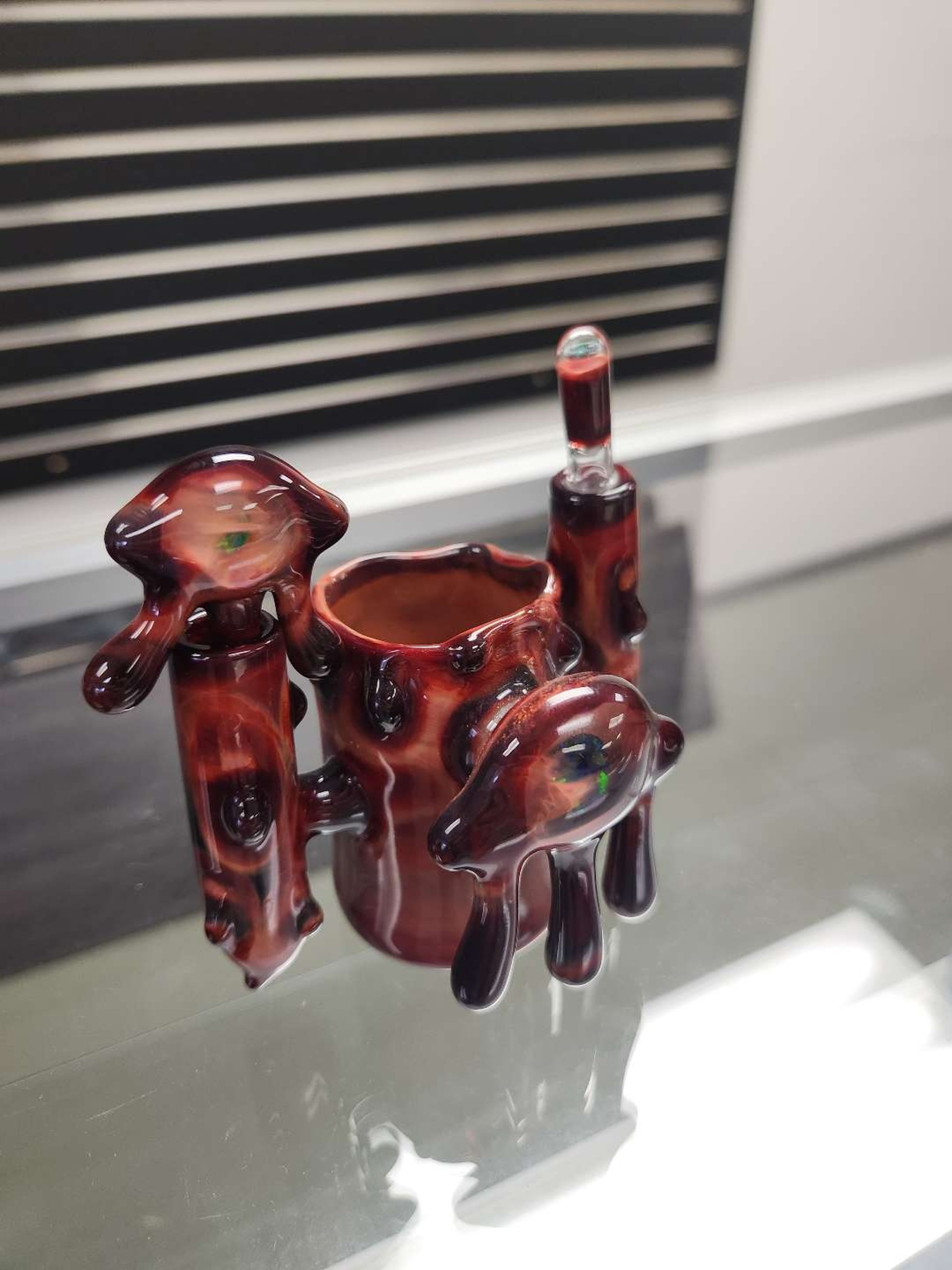 Preview pic of BRAND NEW JDG GLASS DOUBLE OPAL DRIP MINI RIG