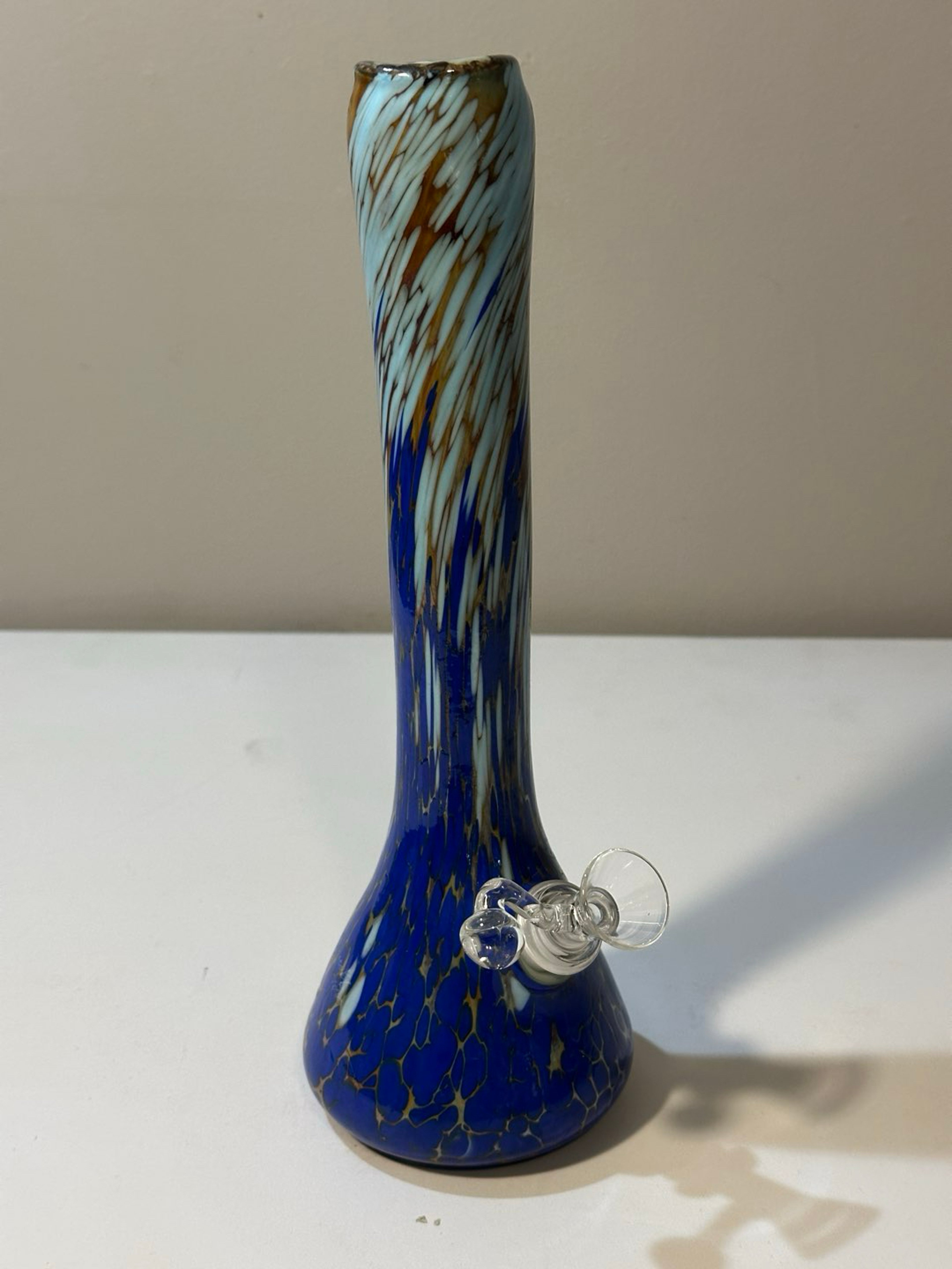 Preview pic of Special K Hand-Blown Soft Glass Bong – Blue Multicolor, Signed