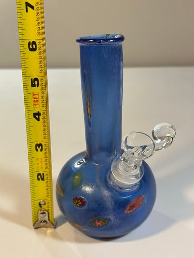 Preview pic of Special K 6” Signed Hand-Blown Soft Glass Bong – Blue Murrine / Millefiori, 2024