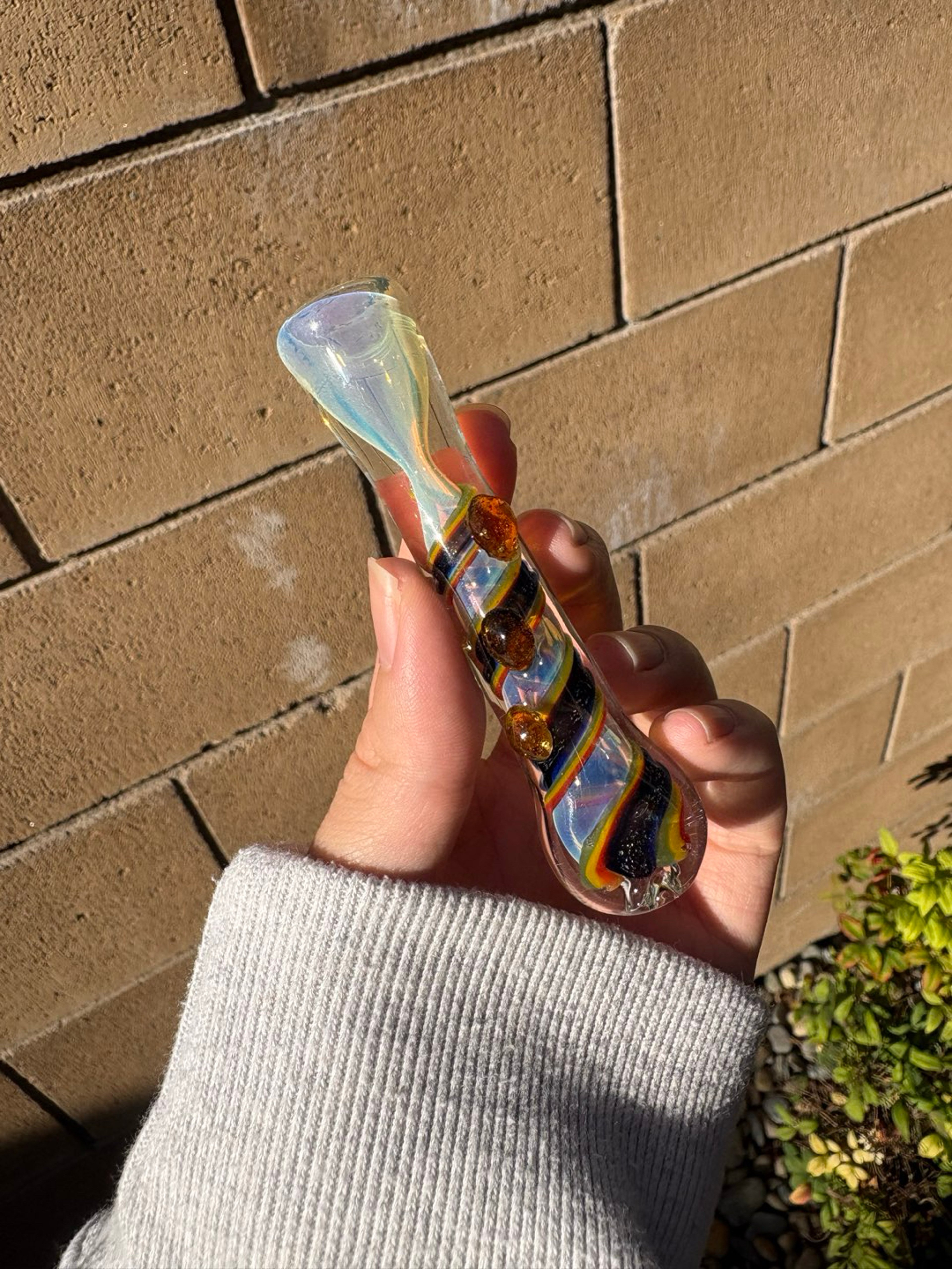 Preview pic of Blue Color Changing Chillum On Hitter Pipe