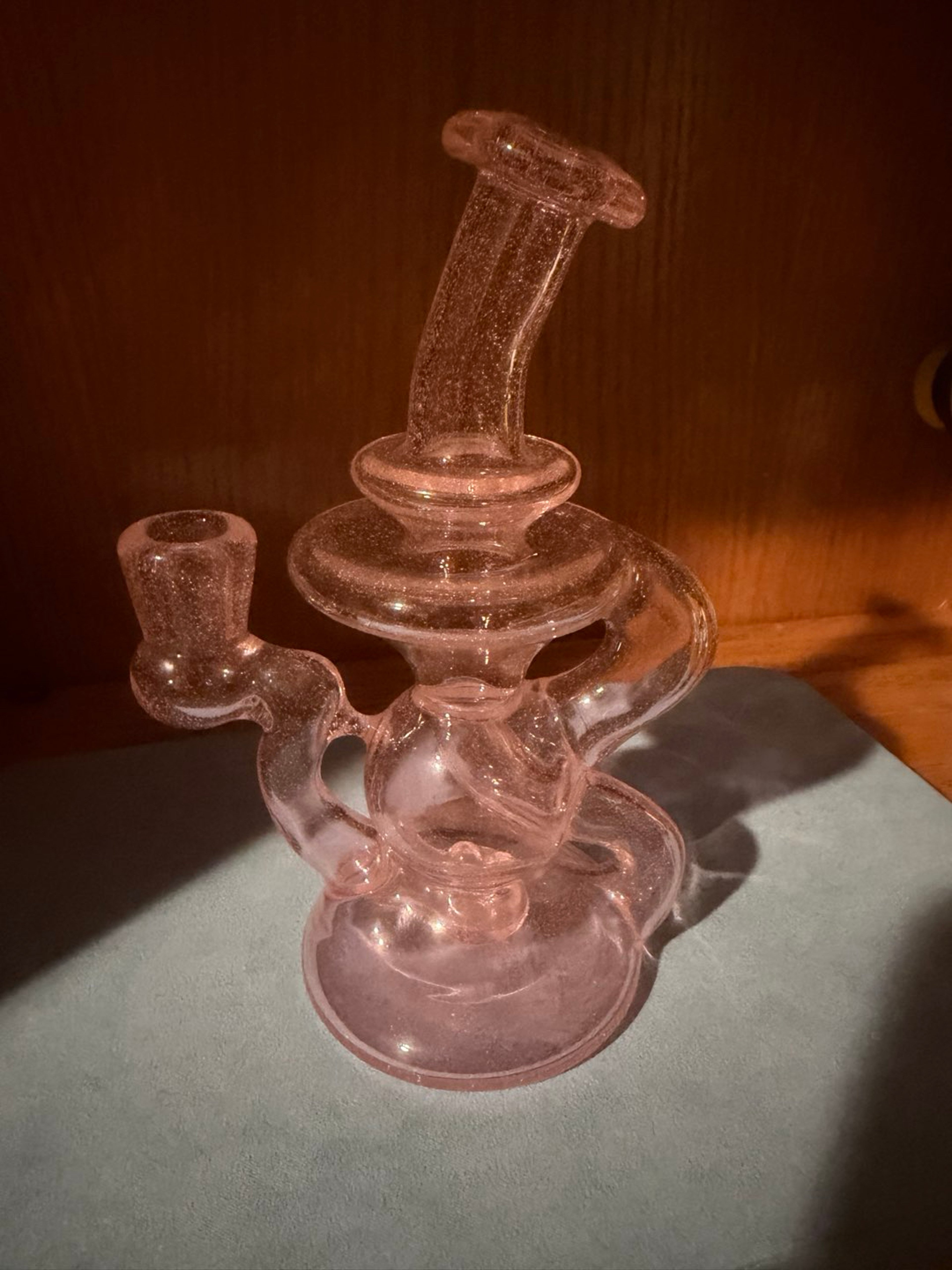 Preview pic of Desi B Recycler Rig — Pink/Slake Glass — 4-Hole Perc