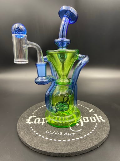 Preview pic of MAV Glass “The Humboldt” Double Uptake Recycler-Blue/Green
