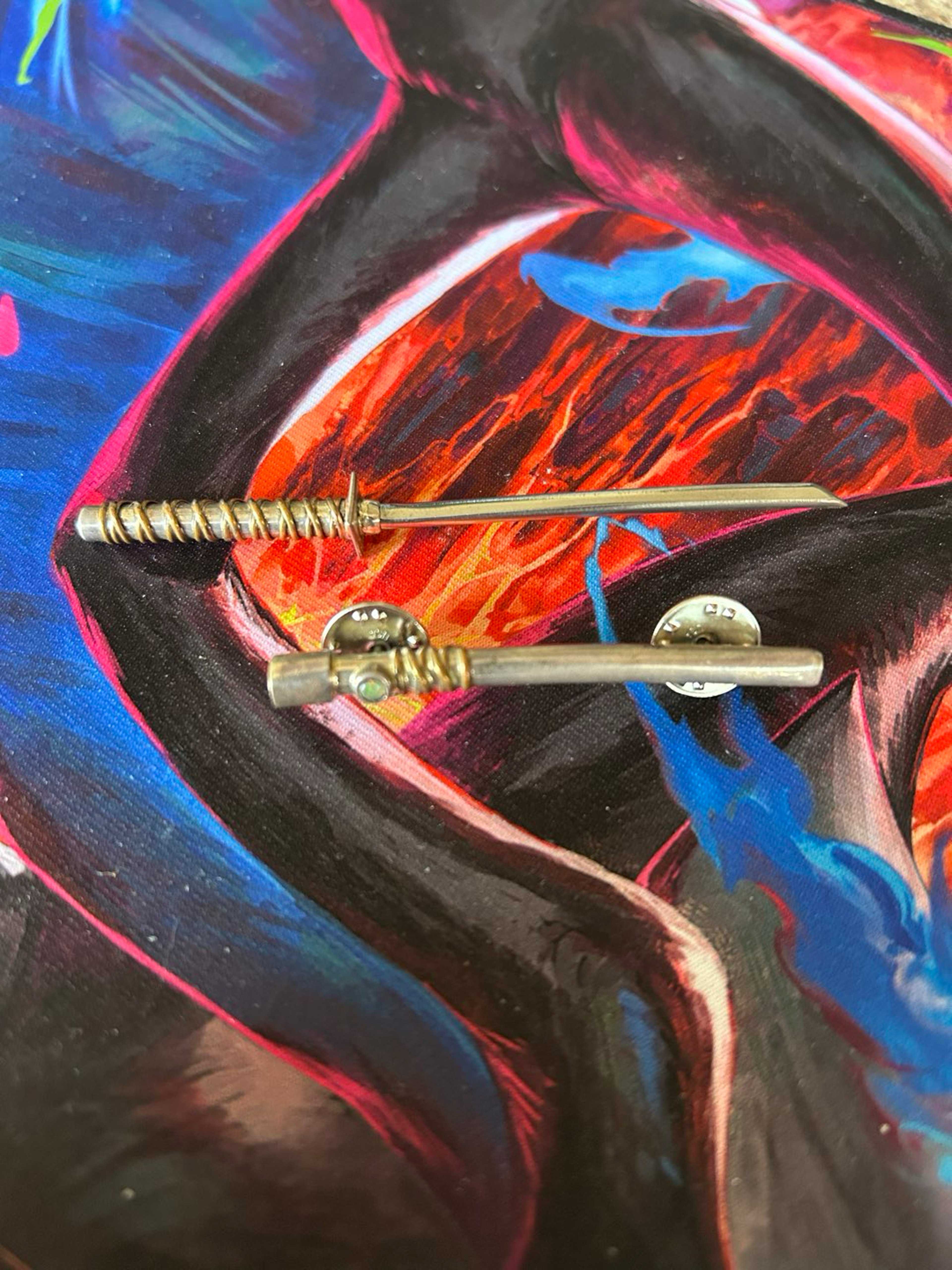 Preview pic of Daburi sword with hat pins,opal and red gem