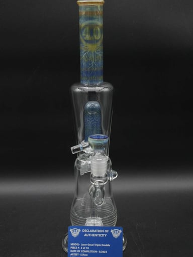 Preview pic of Signed 4.0 Glass Laser Graal Triple Double Artist Bong E. Ross #3/10