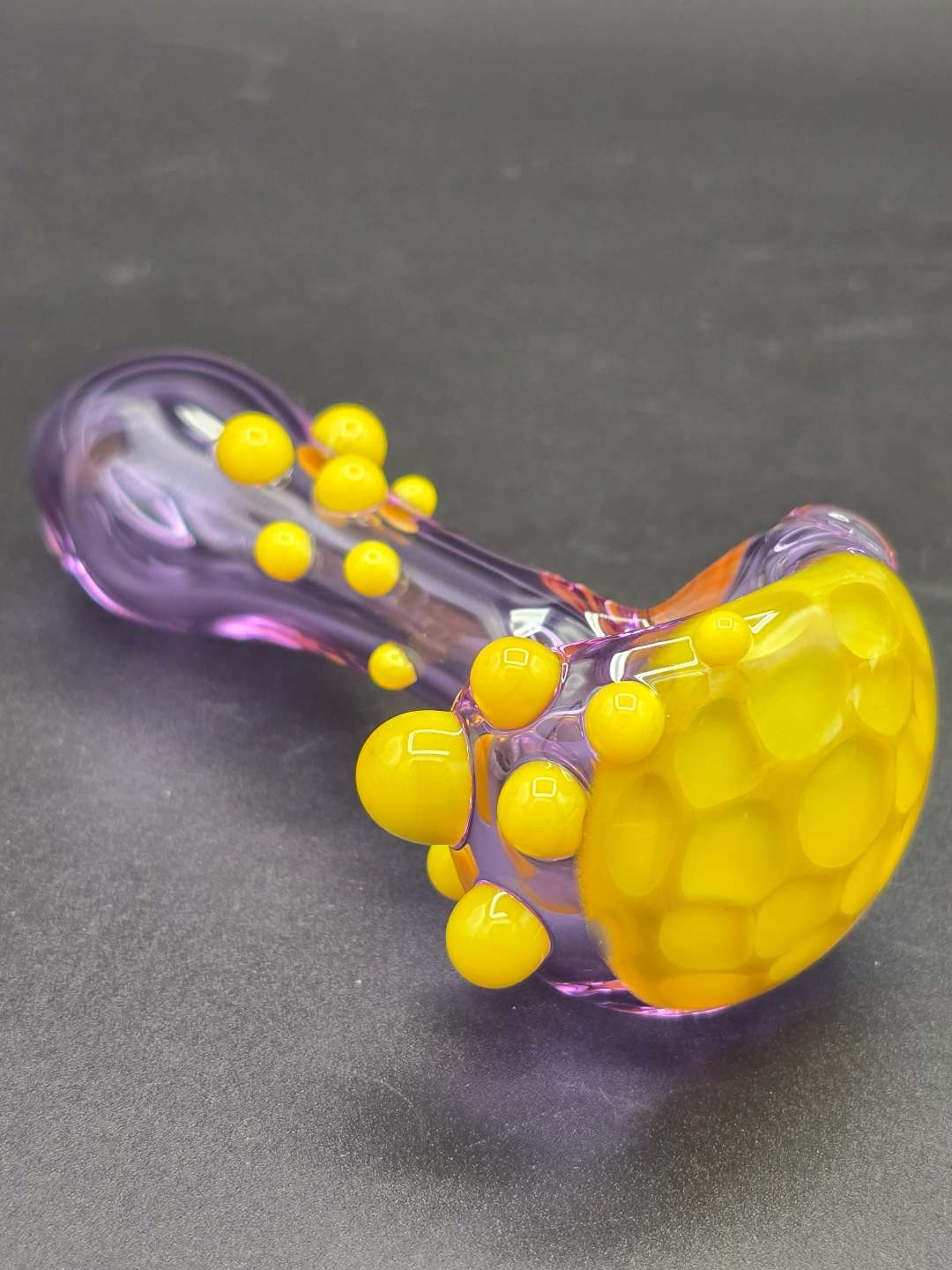 Clear Purple X Yellow Honeycomb Pipe image 0