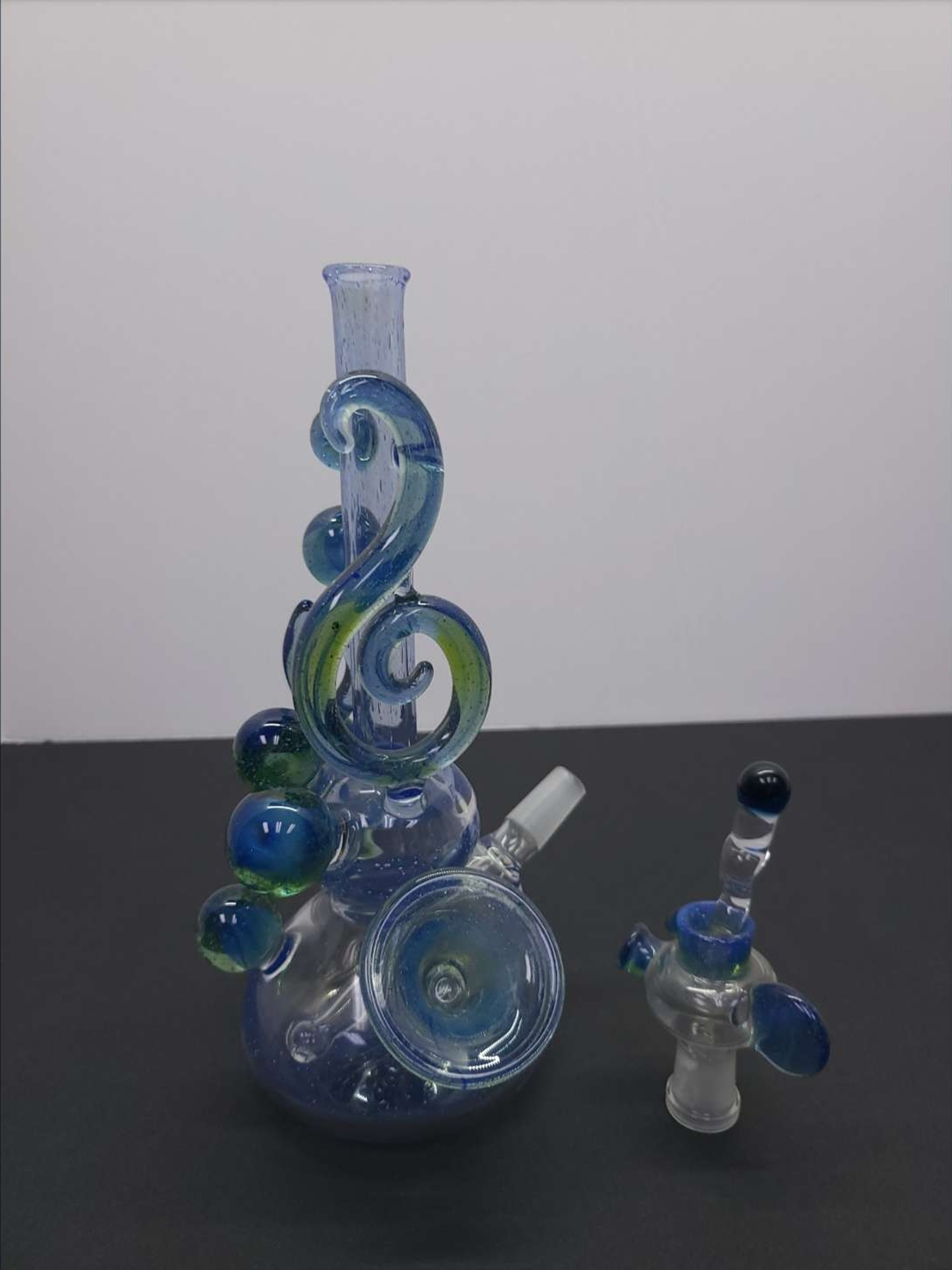 Preview pic of Curse Glass Sculptural Rig w/ Matching Dome & Glass Dabber - NEW OLD STOCK