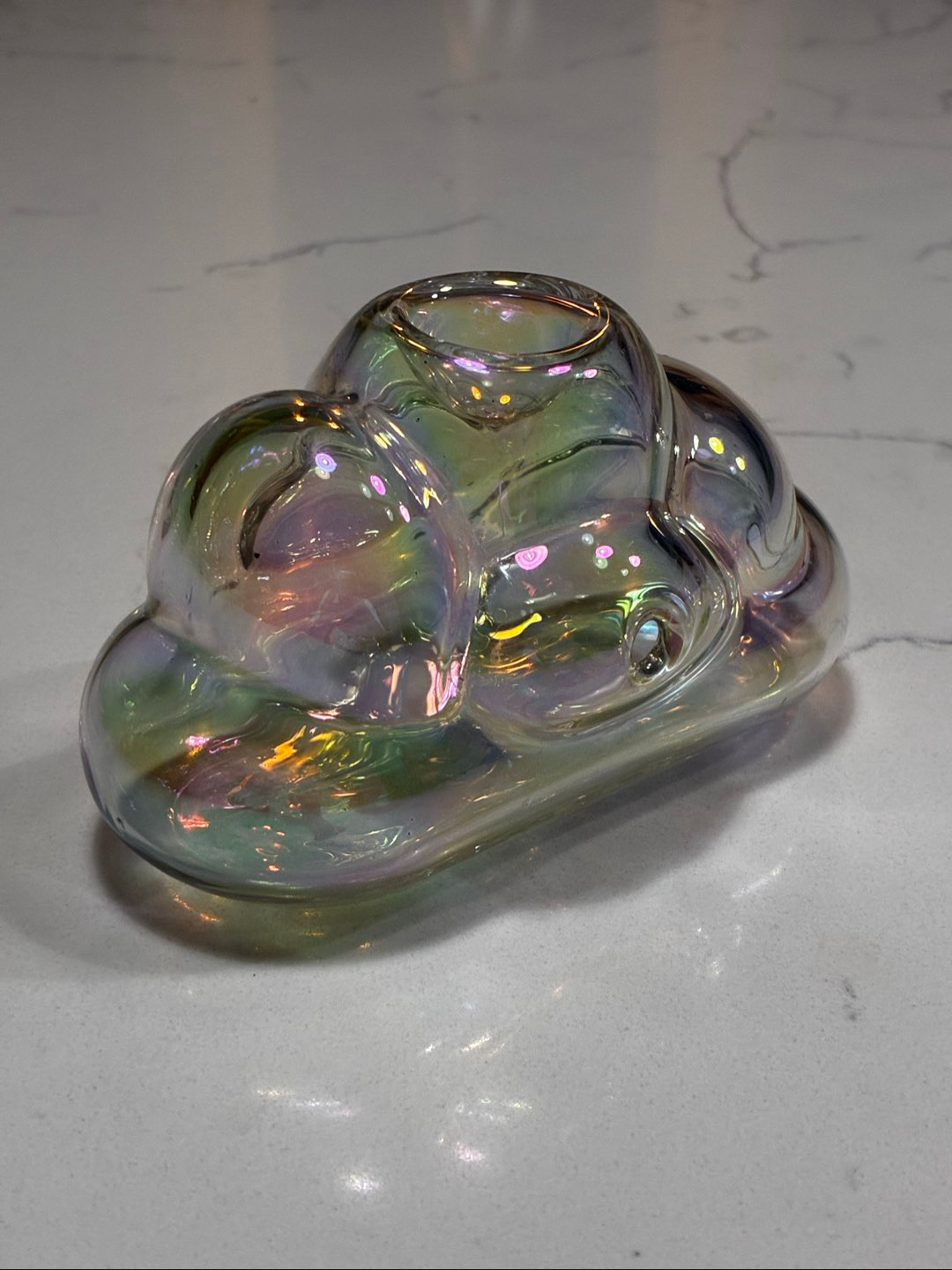 Preview pic of Go Easy Cloud Nine Glass Pipe - Aurora (Clear Iridescent)