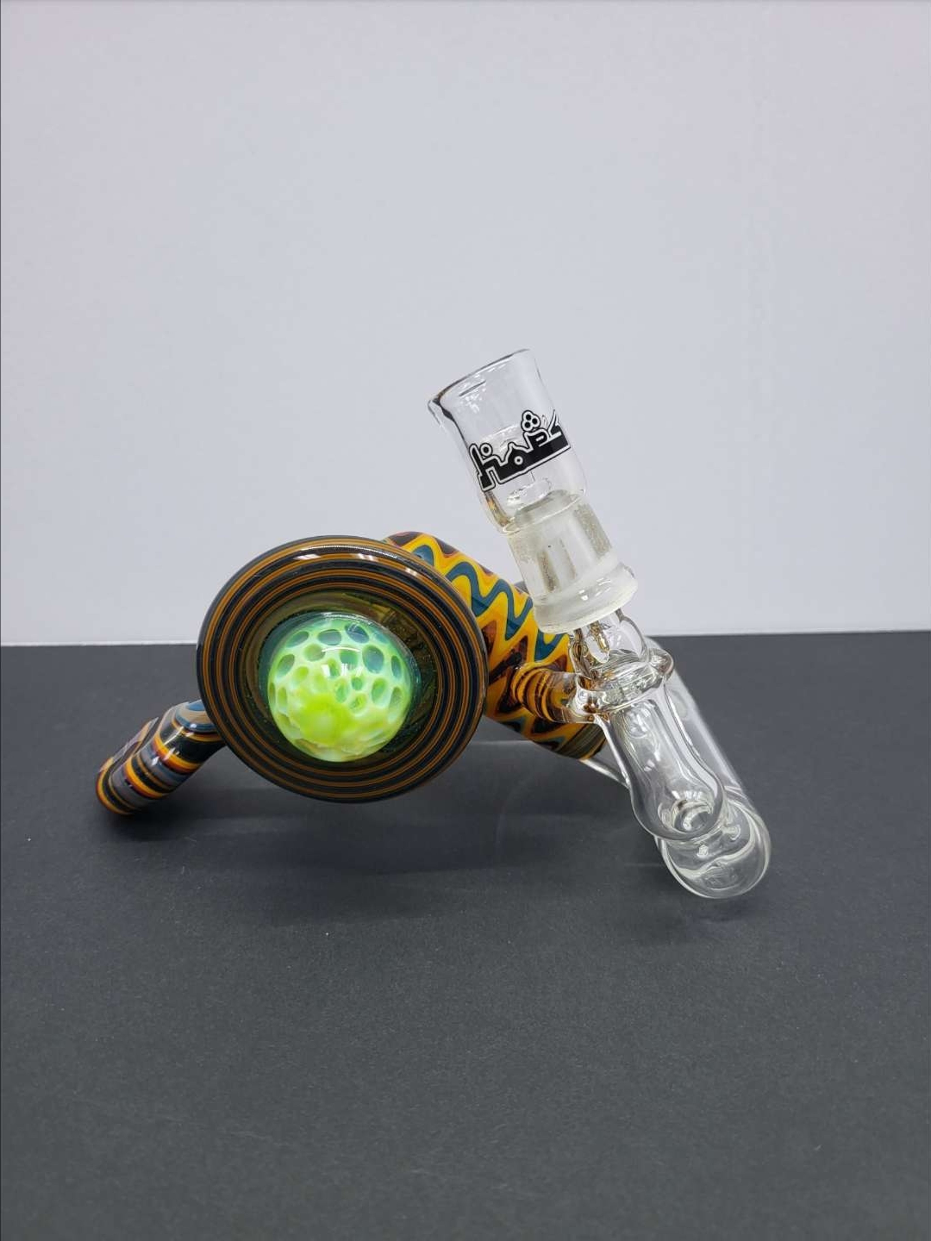 Rare HOPS Glass Worked Micro Jagito Inline Bubbler - New Old Stock image 0