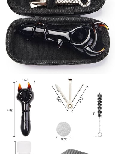 Preview pic of Super cool devilish glass hand pipe and case