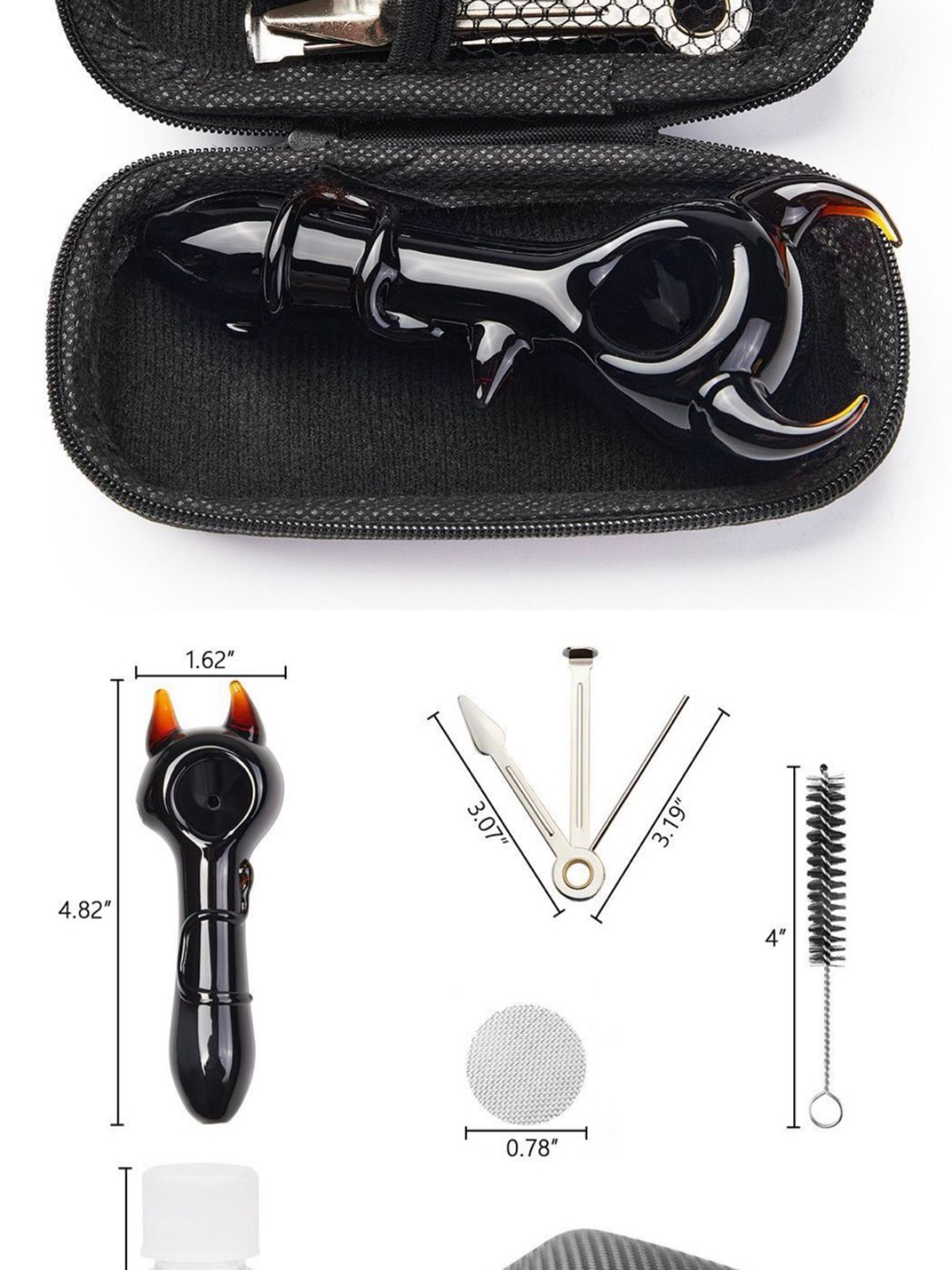 Super cool devilish glass hand pipe and case image 0