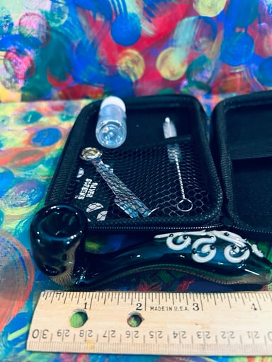 Preview pic of Super cool lizard glass hand pipe w case