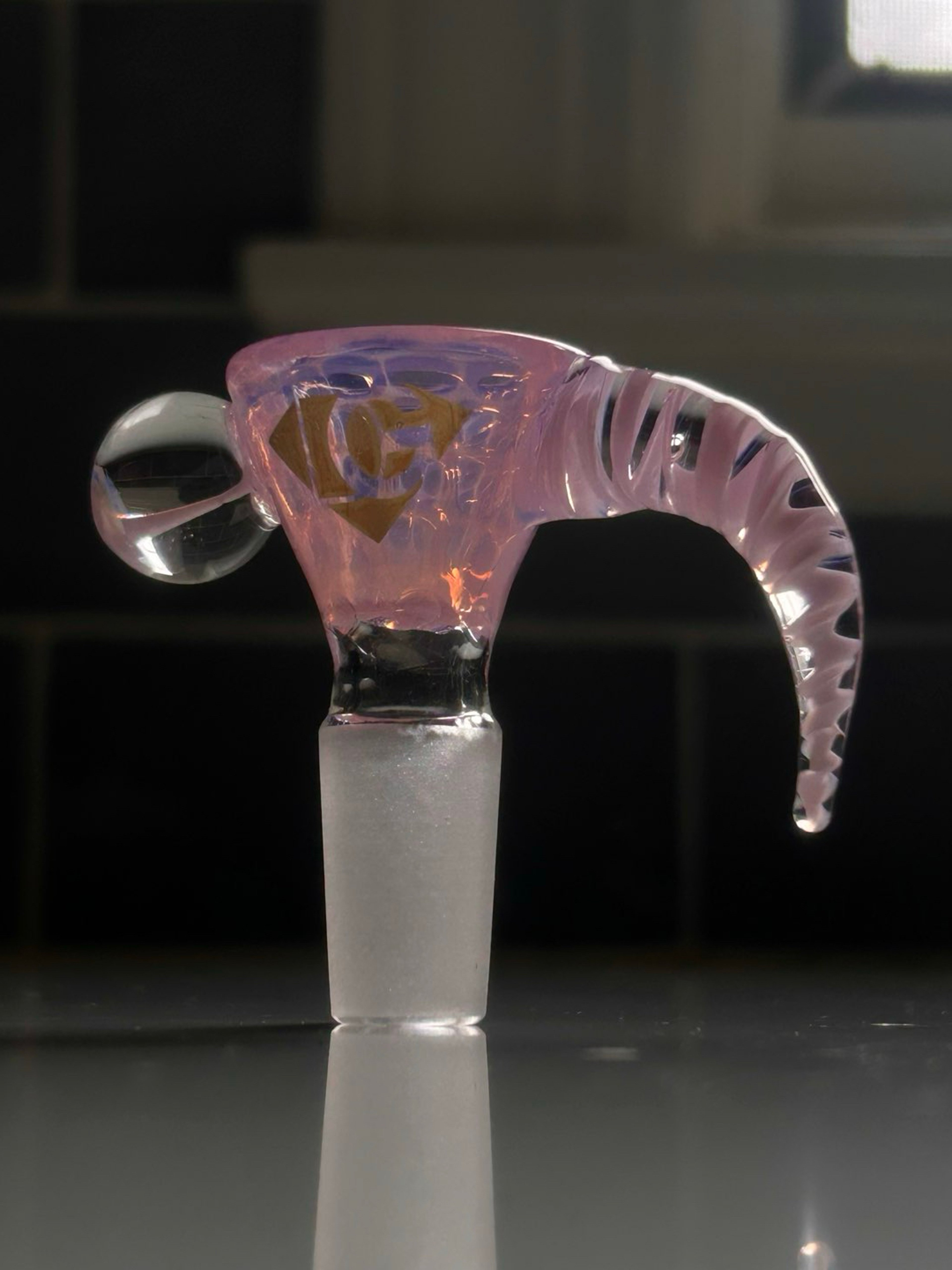 PINK OPAL + GOLD HAND BLOWN SLIDE • MARBLE HANDLE • WORKED GLASS image 0