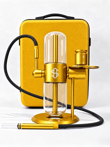 Preview pic of Stundenglass Classic Gold Hookah Bong w Case Protector