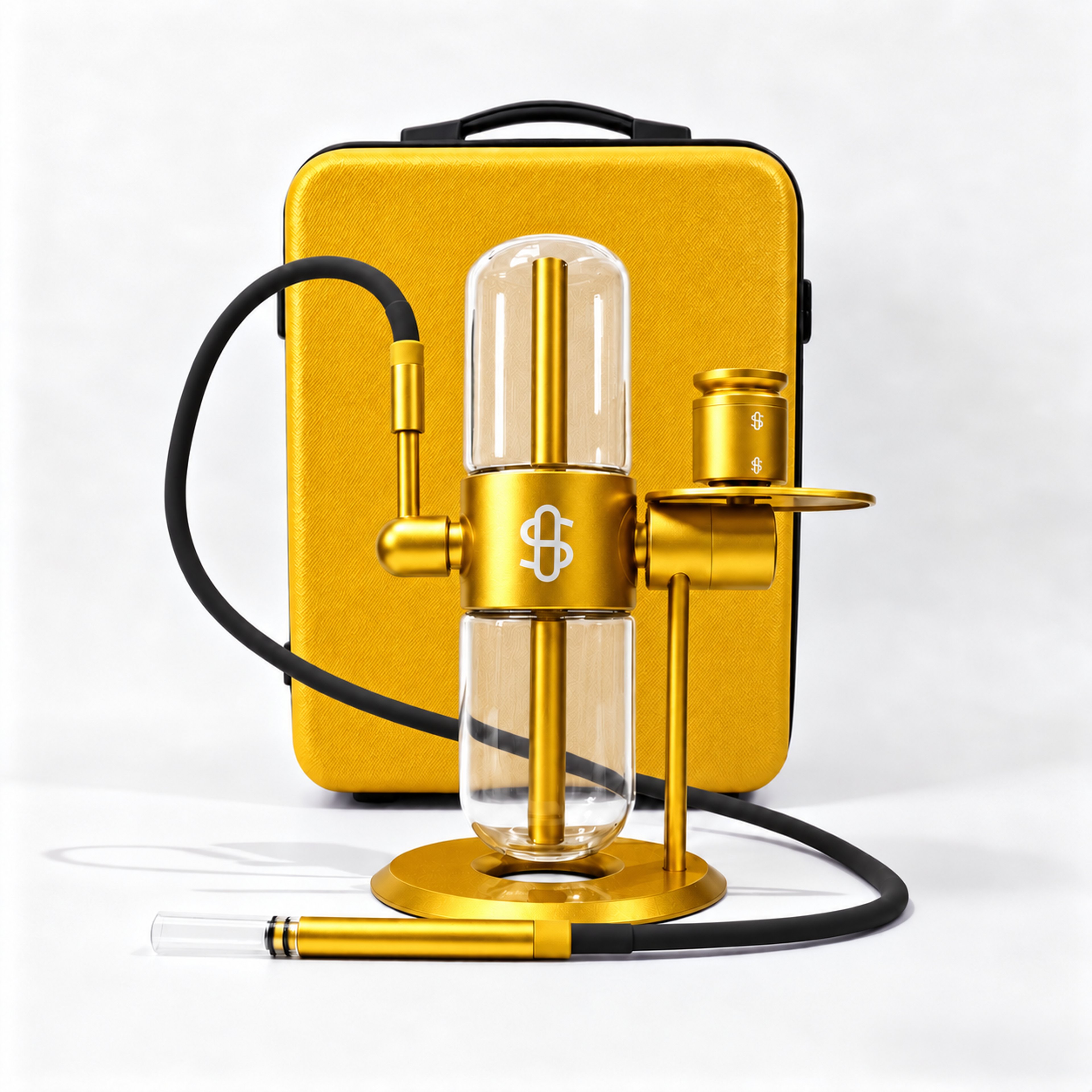 Preview pic of Stundenglass Classic Gold Hookah Bong w Case Protector