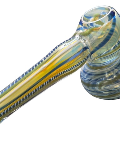Preview pic of Clear Yellow & Blue Swirl Handcrafted Glass Art