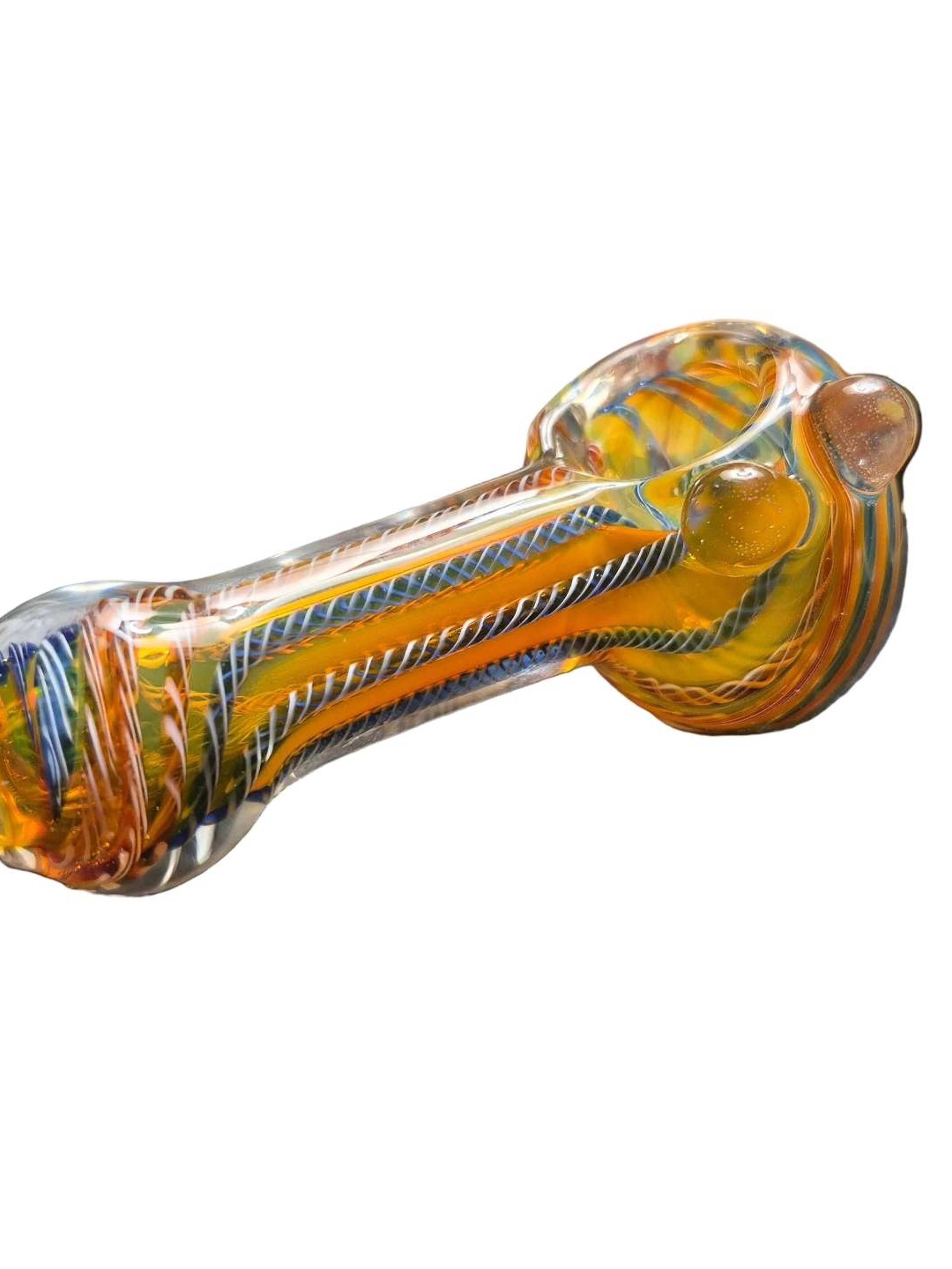Preview pic of Multicolor Swirl Glass Art 🎨 Orange Yellow & Blue Design