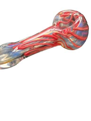 Preview pic of Red & Clear Swirl Glass Art Clear Glass Design